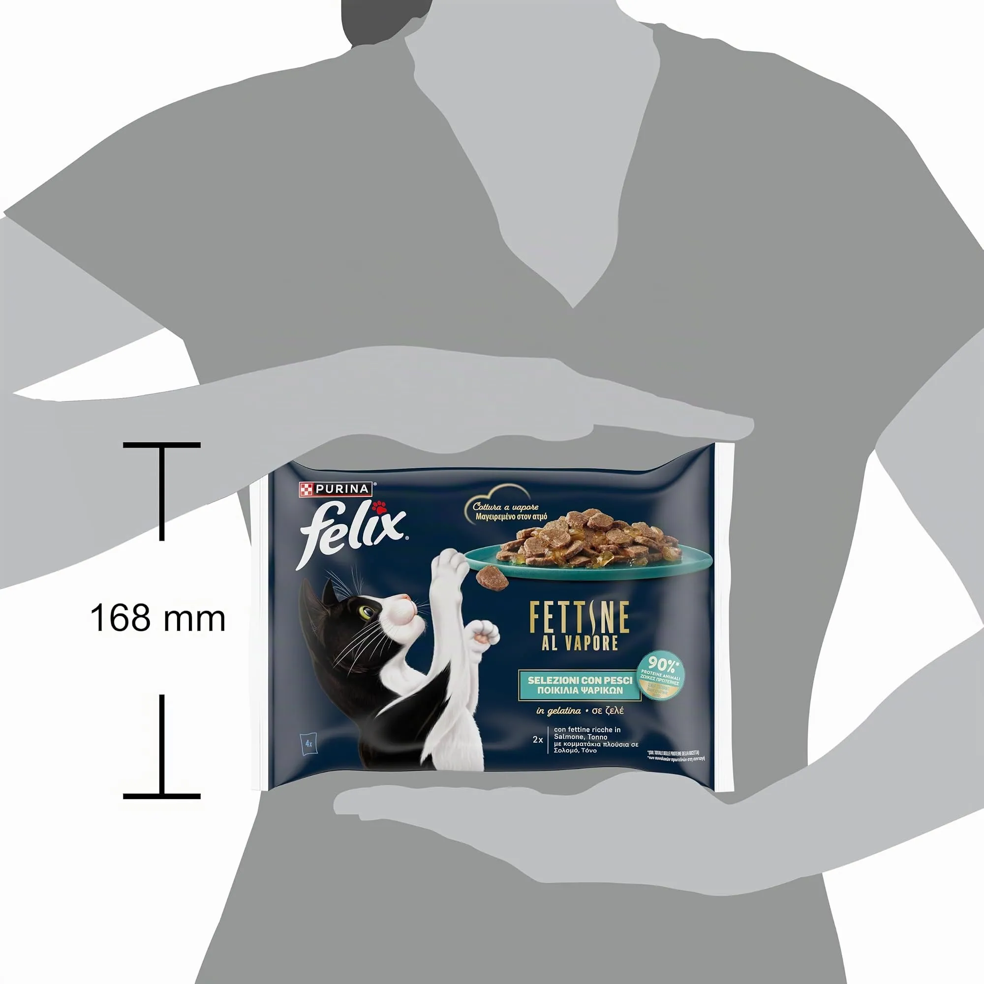 FELIX Fettine al vapore Cibo Umido per Gatti Adulti Fettine con Salmone e Tonno in gelatina 48 Buste da 80g - immagine 2
