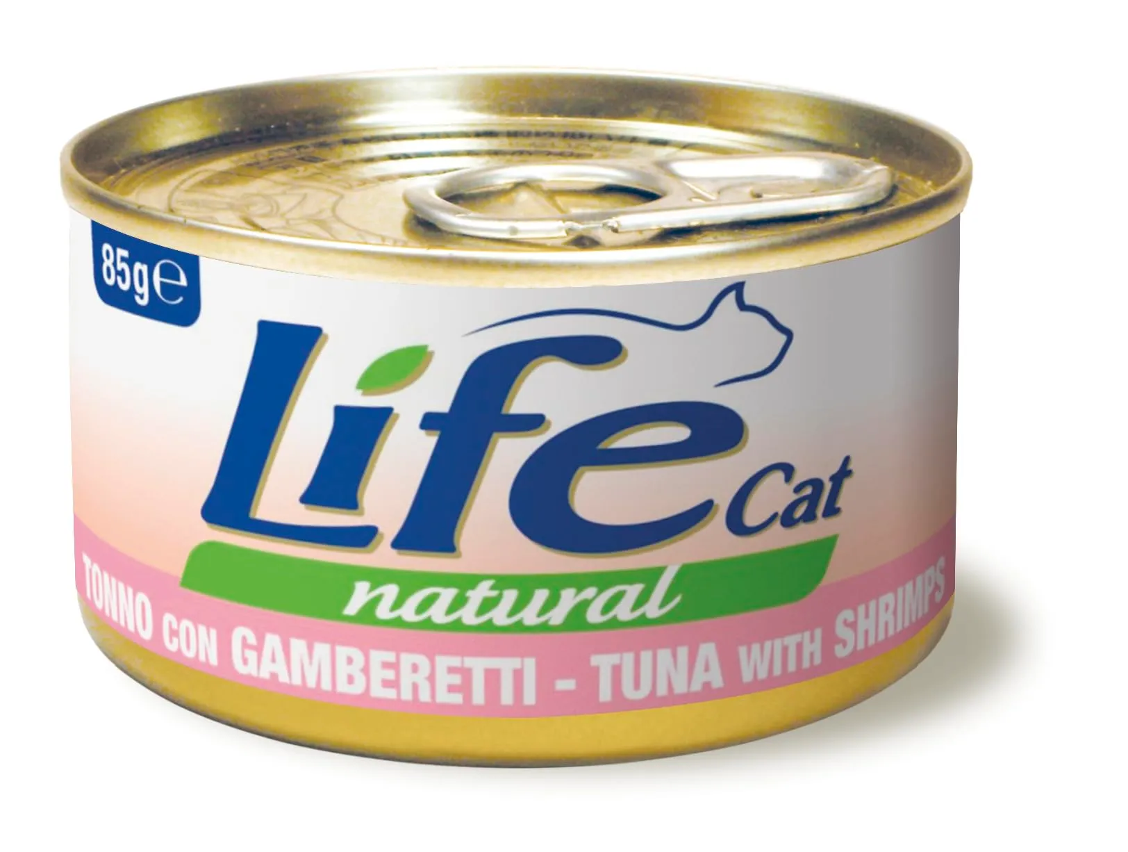 Life Natural Cat Adult – Cibo Umido per Gatti con 75% Tonno – Lattine da 85 g – Confezione da 12 (Tonno e Gamberetti) - immagine 1