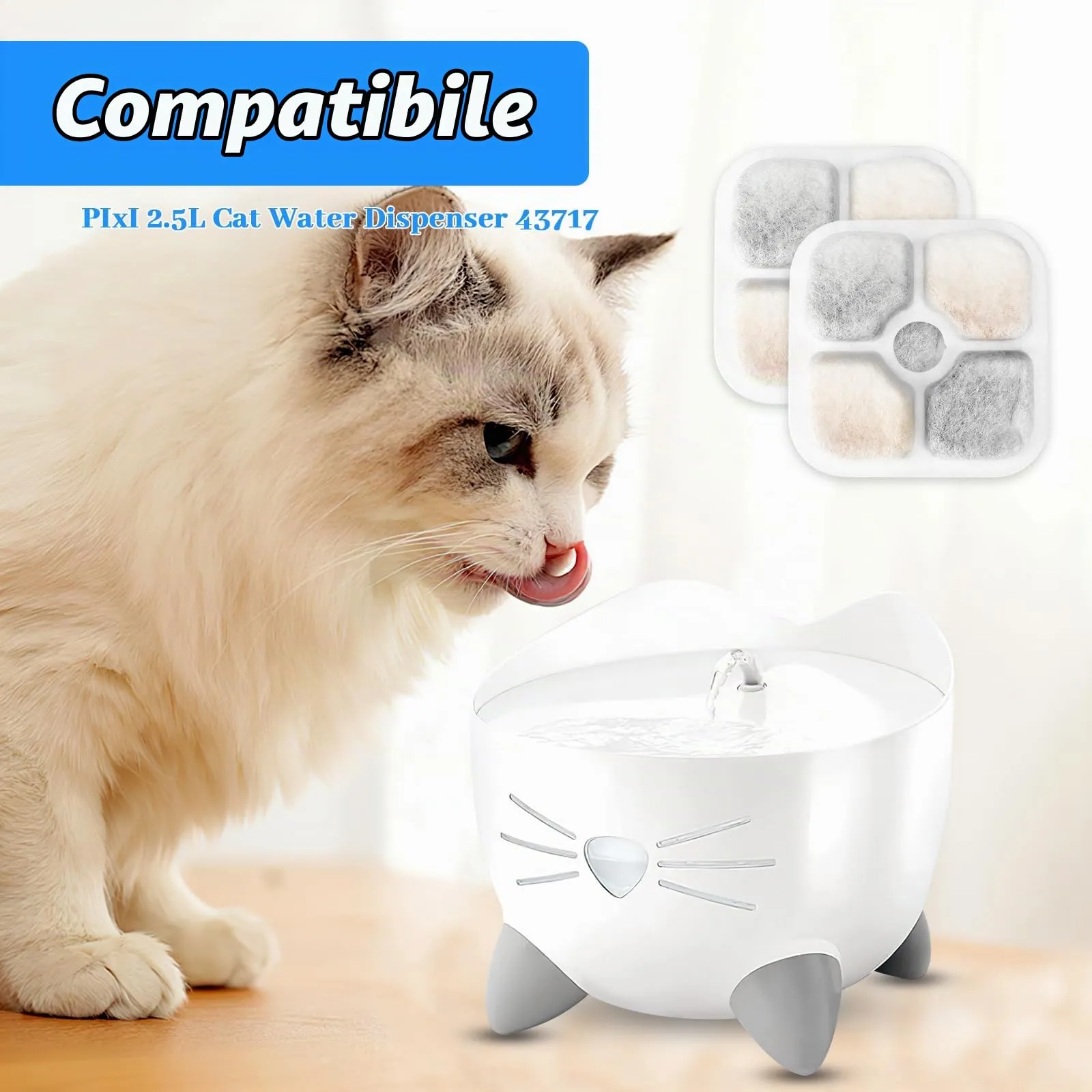 12 Pezzi Filtri Fontanella Per Gatti Filtro Fontanella Per Gatti Carbonio Attivato Sistema De FiltracióN Triple Fontanella Per Gatto Ricambio Fontana Per Gatti Per 2.5l Dispenser Fontana Gatto Cane - immagine 2