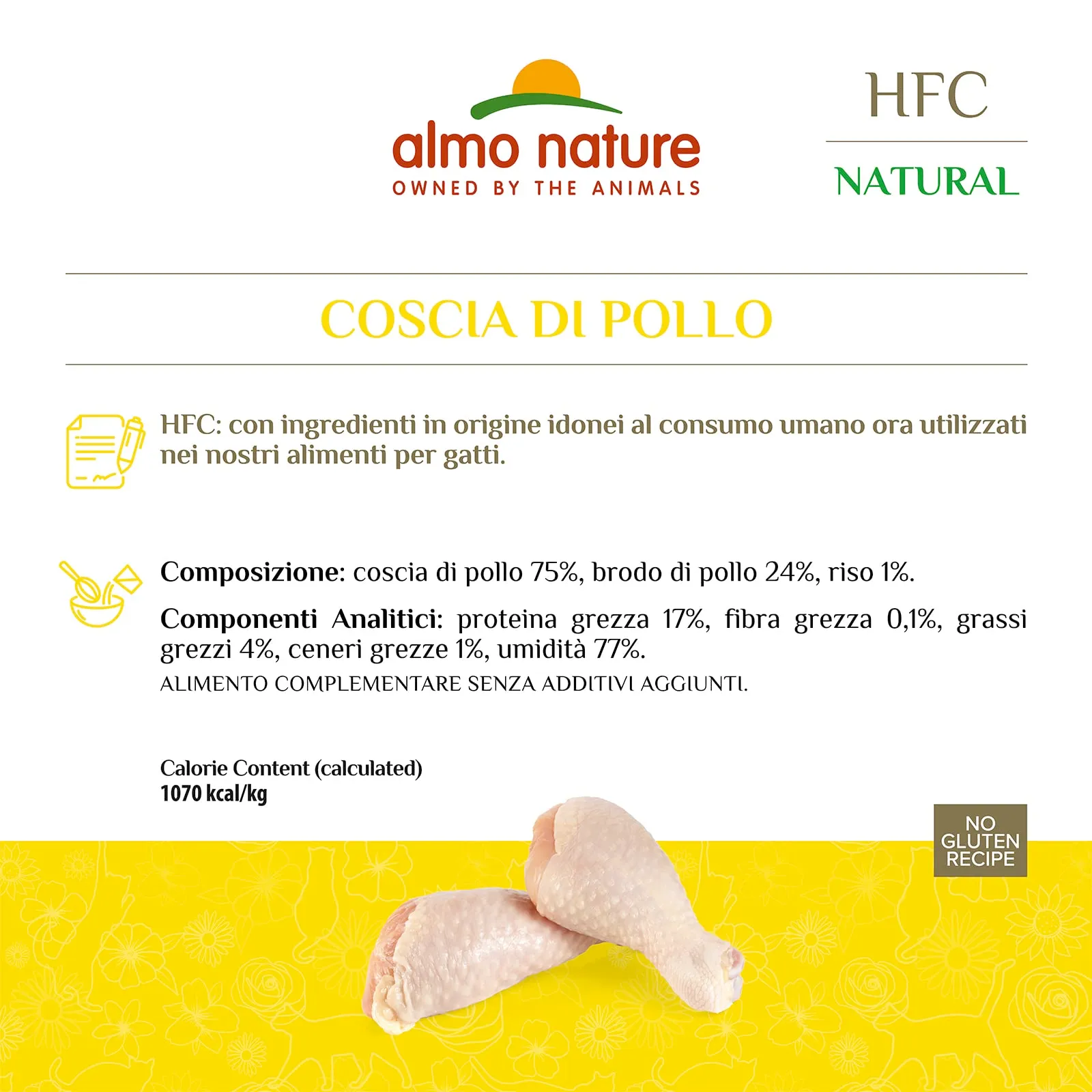 almo nature HFC Natural - Alimento Umido per Gatti Adulti. Coscia di Pollo (24 lattine da 70g) (Confezione da 2) - immagine 2
