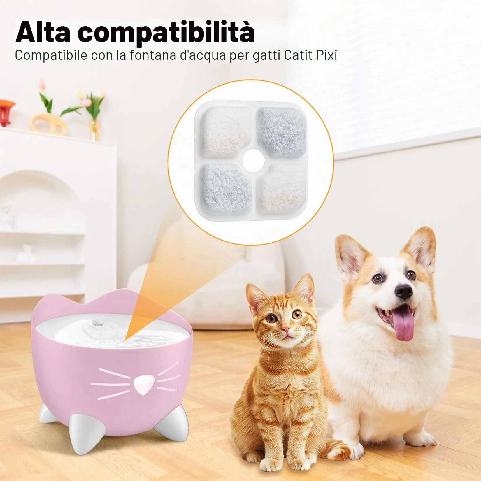 12 Pz Filtro Filtri Fontanella per Gatti, Filtri Fontana Gatto per Catit Pixi Fontana Gatti Filtro di Ricambio per Gatto e Cani - immagine 6