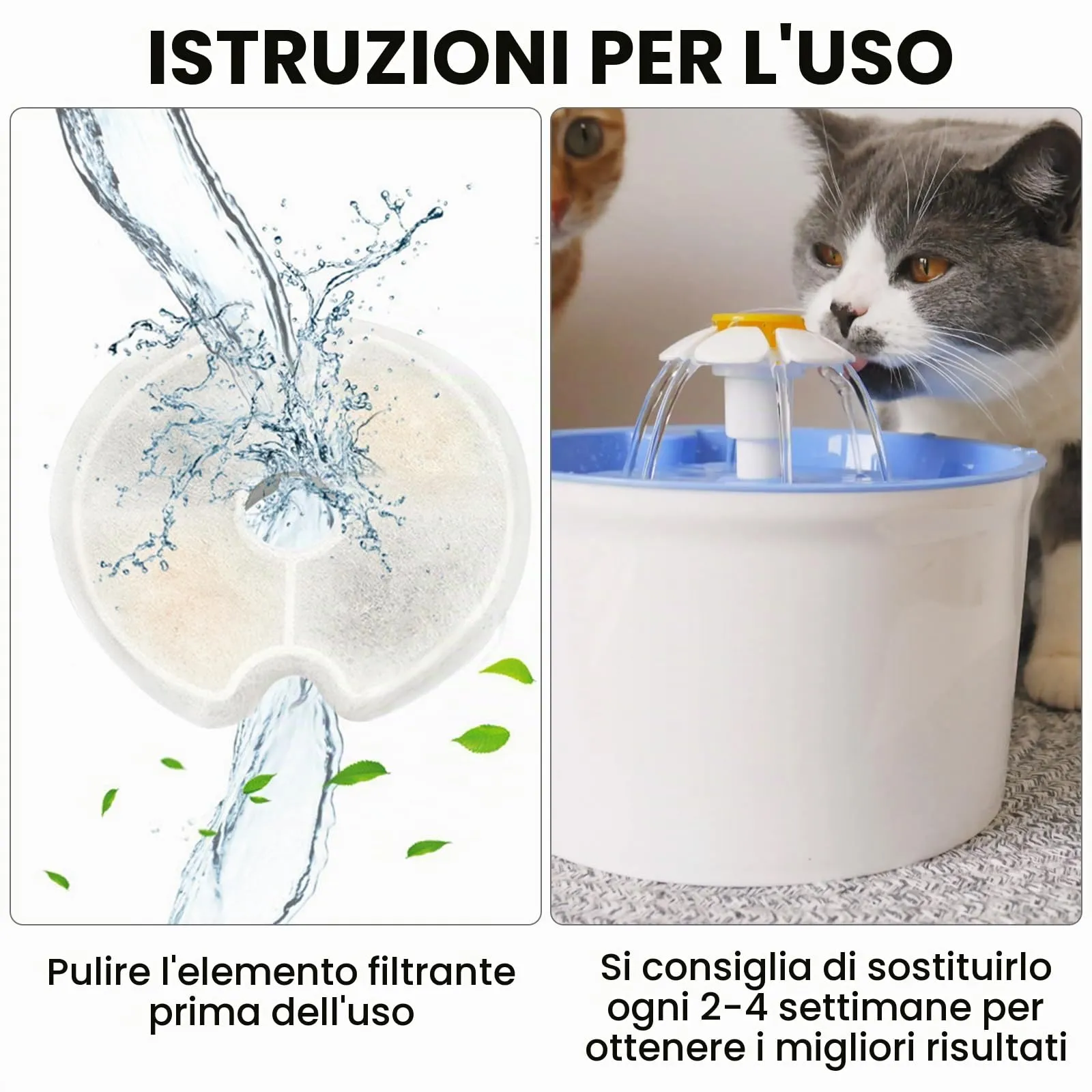 Eckerdromk Filtri Fontanella per Gatti, 6 Pezzi Filtro di Ricambio per Filtro Per Fontana 2L&2.5L/67-84 oz con Carbone Attivo e Resina-Tripla Filtrazion, Soddisfa le Esigenze di Sostituzione da 2 Mes - immagine 4