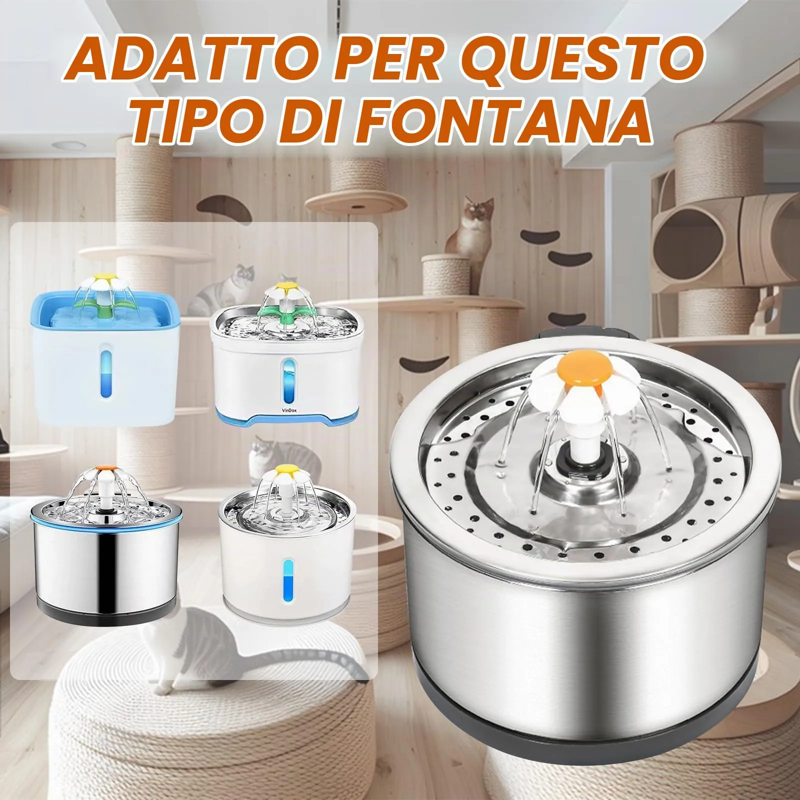 Eckerdromk Filtri Fontanella per Gatti, 6 Pezzi Filtro di Ricambio per Filtro Per Fontana 2L&2.5L/67-84 oz con Carbone Attivo e Resina-Tripla Filtrazion, Soddisfa le Esigenze di Sostituzione da 2 Mes - immagine 6