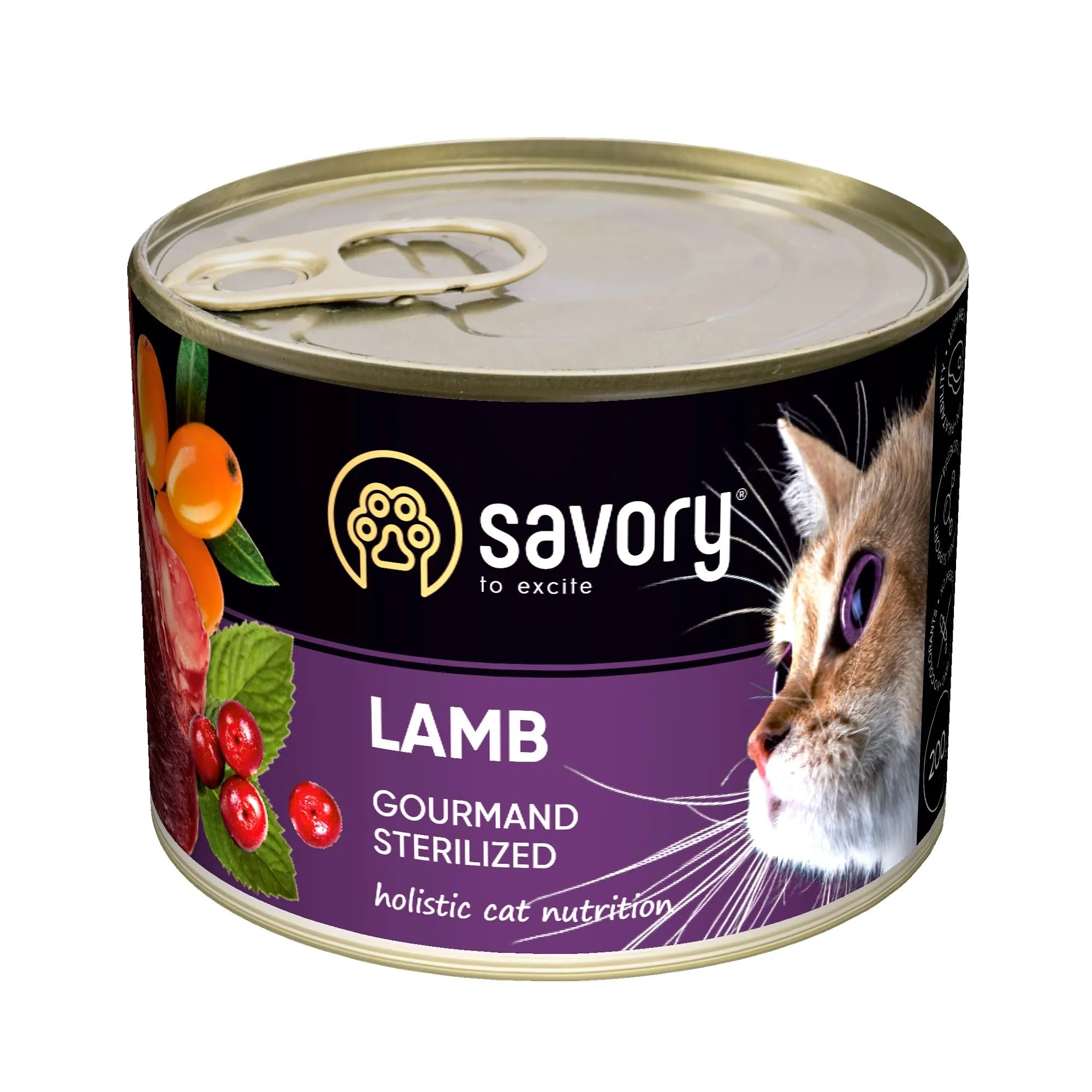 Savory - cibo umido per gatti - per Gatto adulto sterilizzato - Agnello - pezzi di carne morbida, con taurina, vitamine E, D3, zinco - (12 x 200 g) - immagine 2