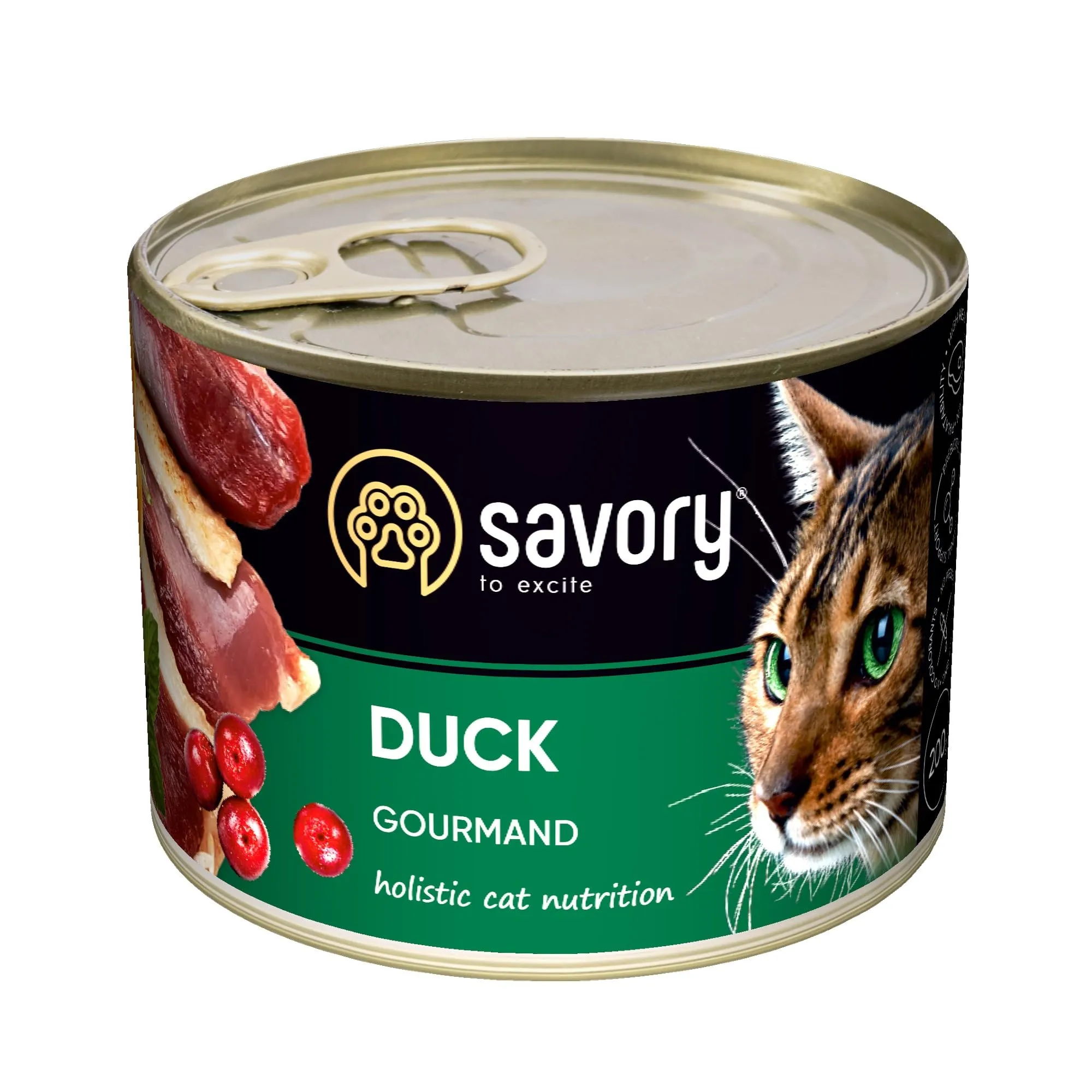 Savory - cibo umido per gatti - per Gatto adulto - Anatra - pezzi di carne morbida, con taurina, vitamine E, D3, zinco - (12 x 200 g) - immagine 2