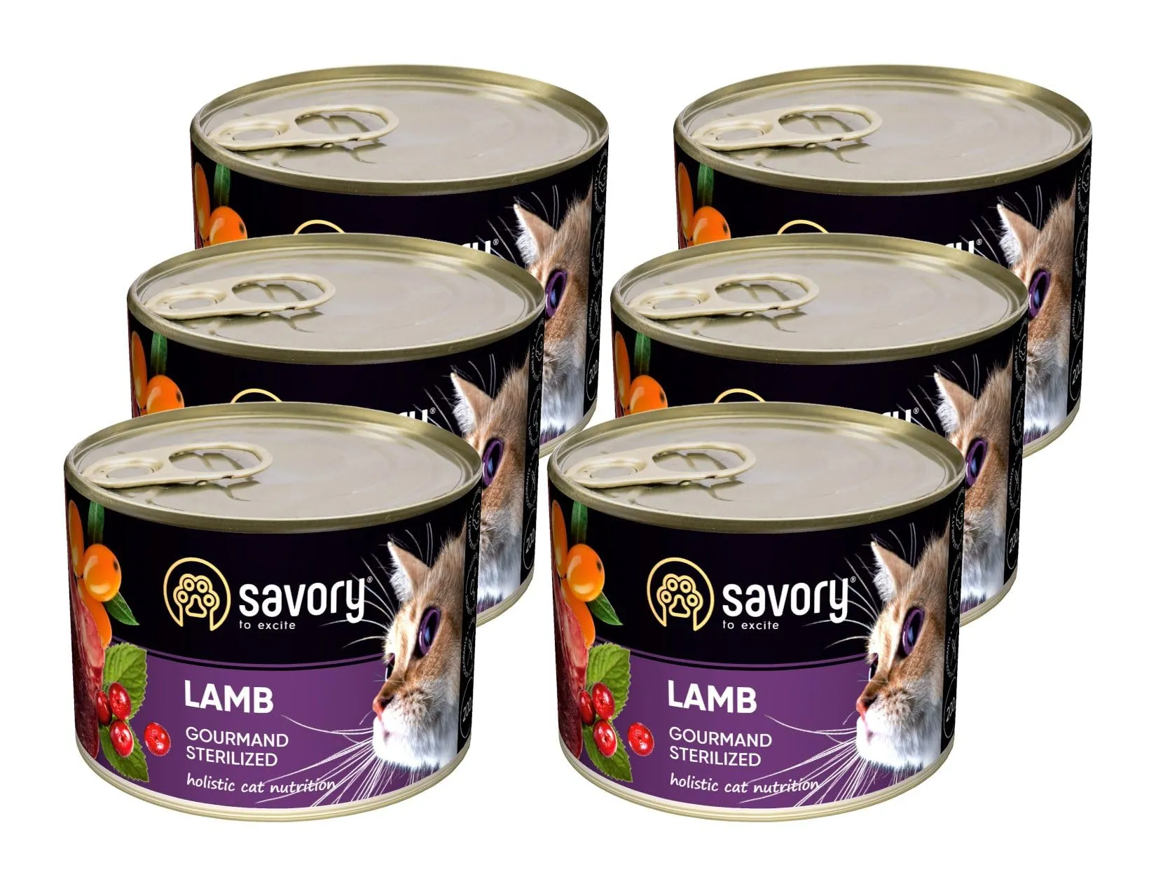 Savory - cibo umido per gatti - per Gatto adulto sterilizzato - Agnello - pezzi di carne morbida, con taurina, vitamine E, D3, zinco - (6 x 200 g) - immagine 1