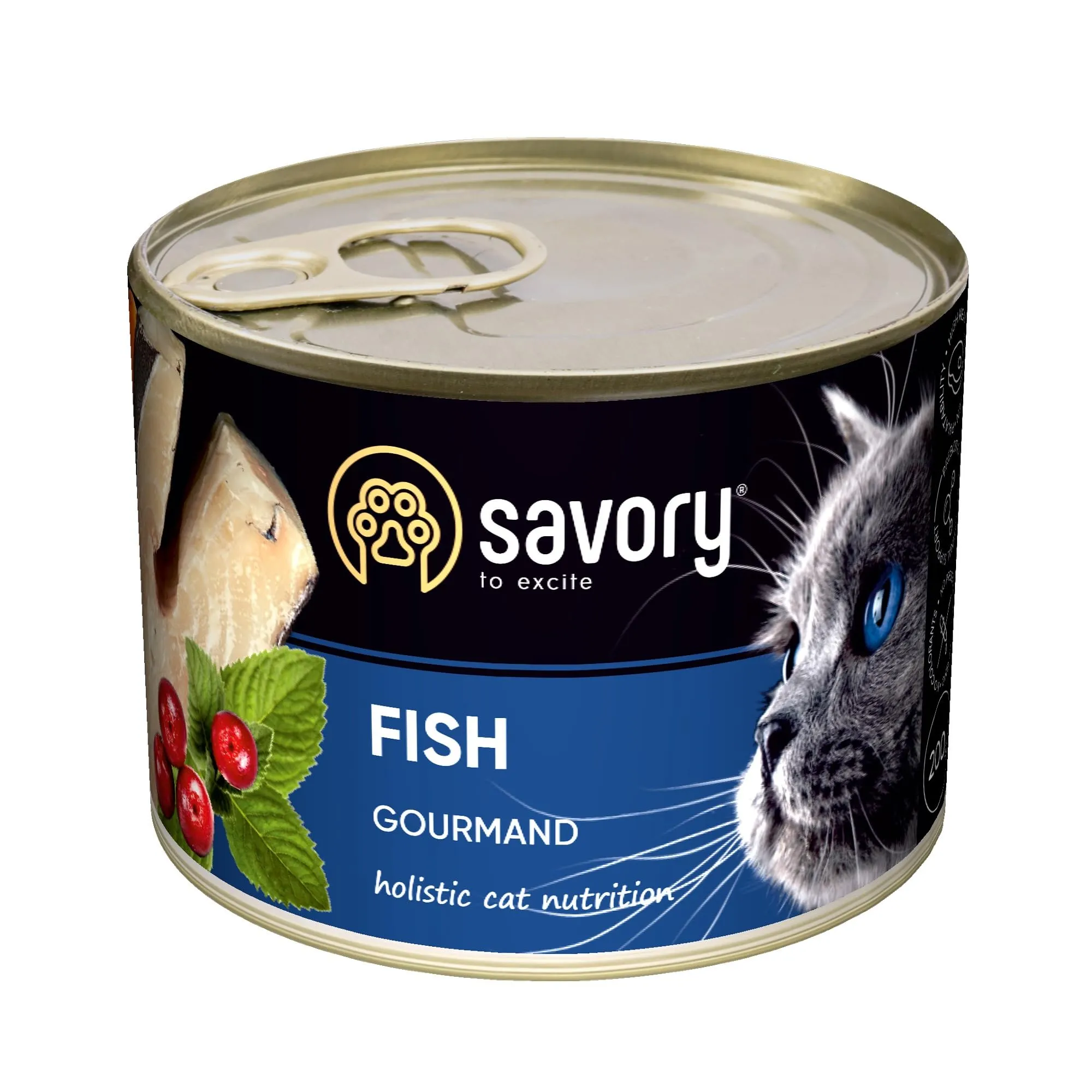 Savory - cibo umido per gatti - per Gatto adulto - Pesce - pezzi di carne morbida, con taurina, vitamine E, D3, zinco - (12 x 200 g) - immagine 2