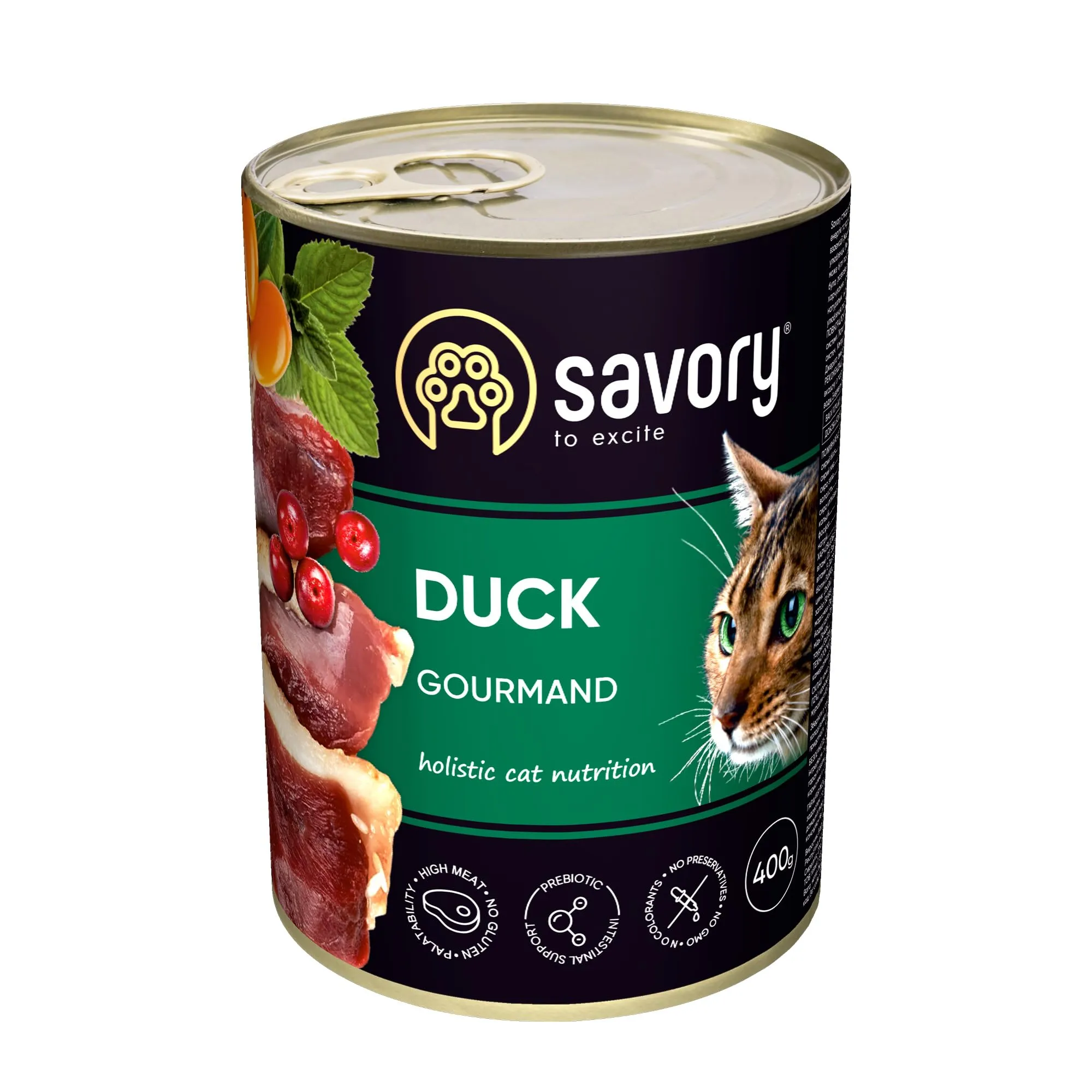 Savory - cibo umido per gatti - per Gatto adulto - Anatra - pezzi di carne morbida, con taurina, vitamine E, D3, zinco - (24 x 400 g) - immagine 2