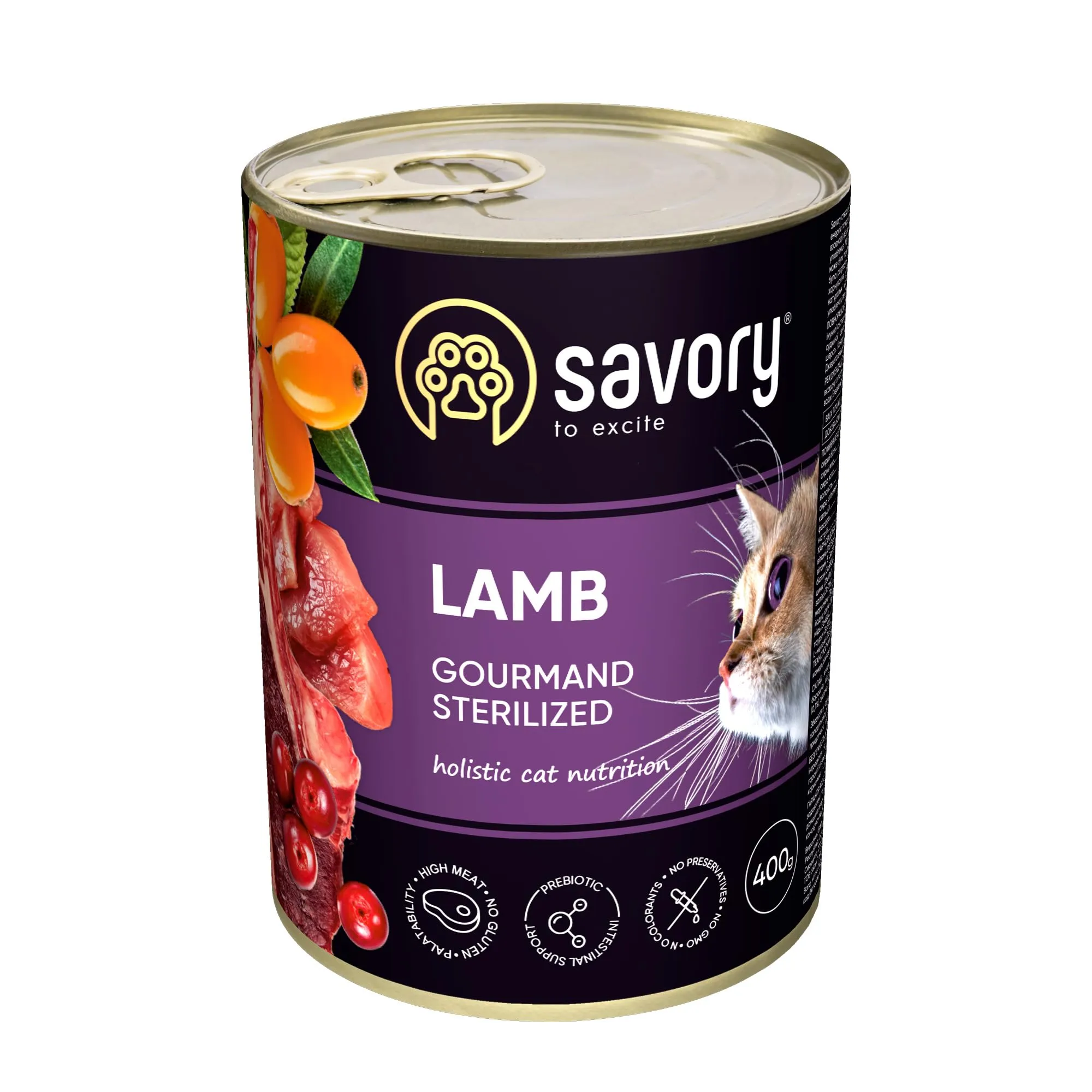 Savory - cibo umido per gatti - per Gatto adulto sterilizzato - Agnello - pezzi di carne morbida, con taurina, vitamine E, D3, zinco - (24 x 400 g) - immagine 2