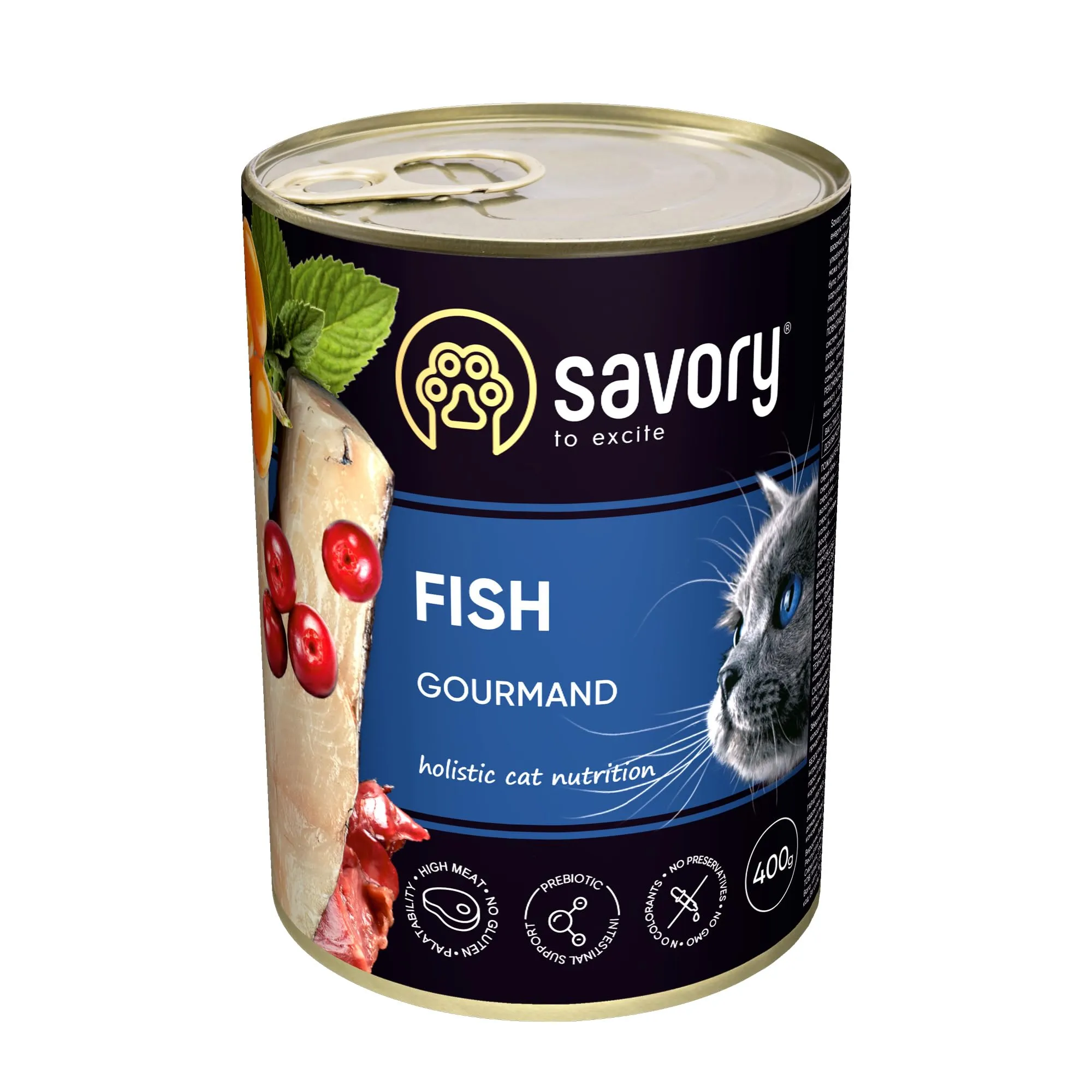 Savory - cibo umido per gatti - per Gatto adulto - Pesce - pezzi di carne morbida, con taurina, vitamine E, D3, zinco - (12 x 400 g) - immagine 2