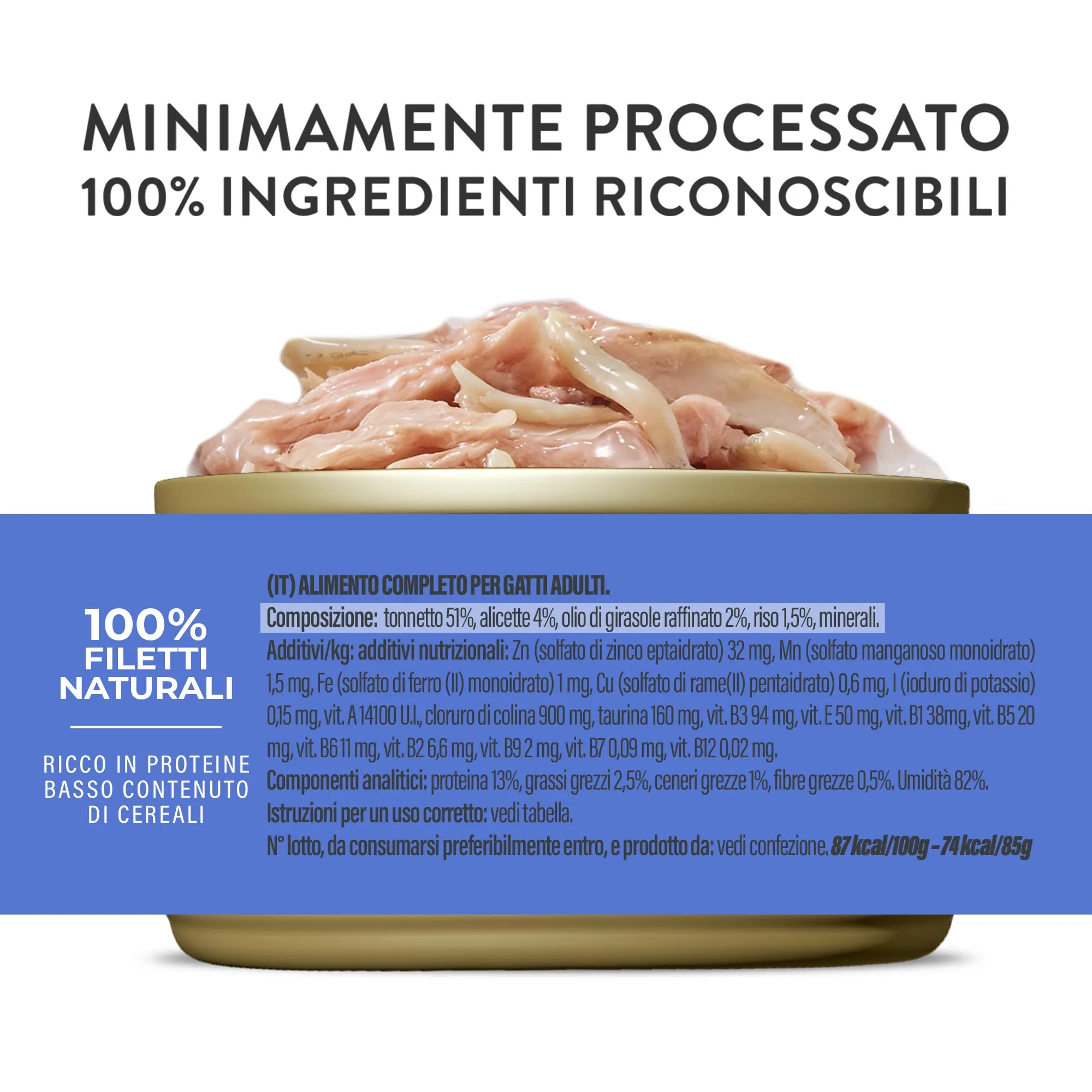 Schesir, Tonno con Alicette in Gelatina, 48 lattine, Cibo Umido Complementare per Gatti, Con Vitamine Aggiunte, 100% Naturale, Cruelty-Free, 8 Confezioni da 6 x 50g - immagine 3