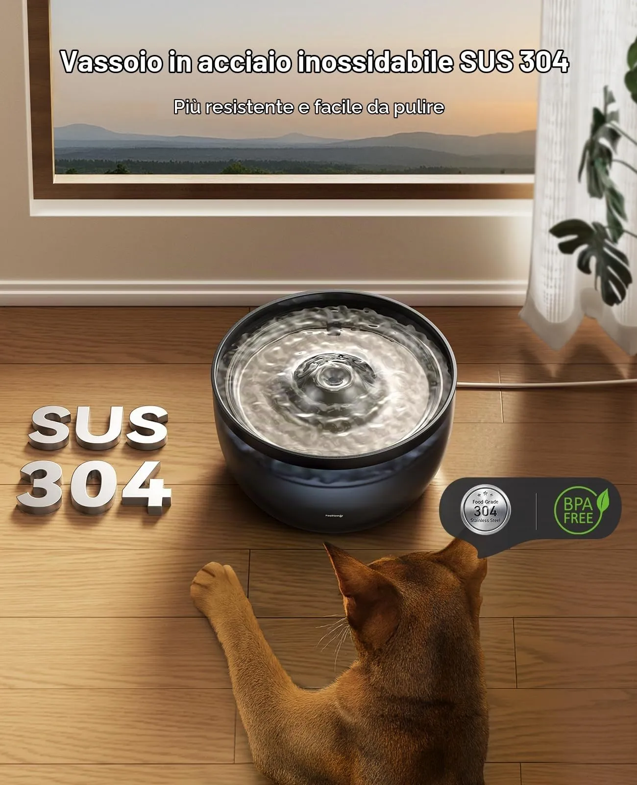 Fontanella per Gatti 3L FEELNEEDY Fontana per Gatti Ultra Silenziosa - immagine 3