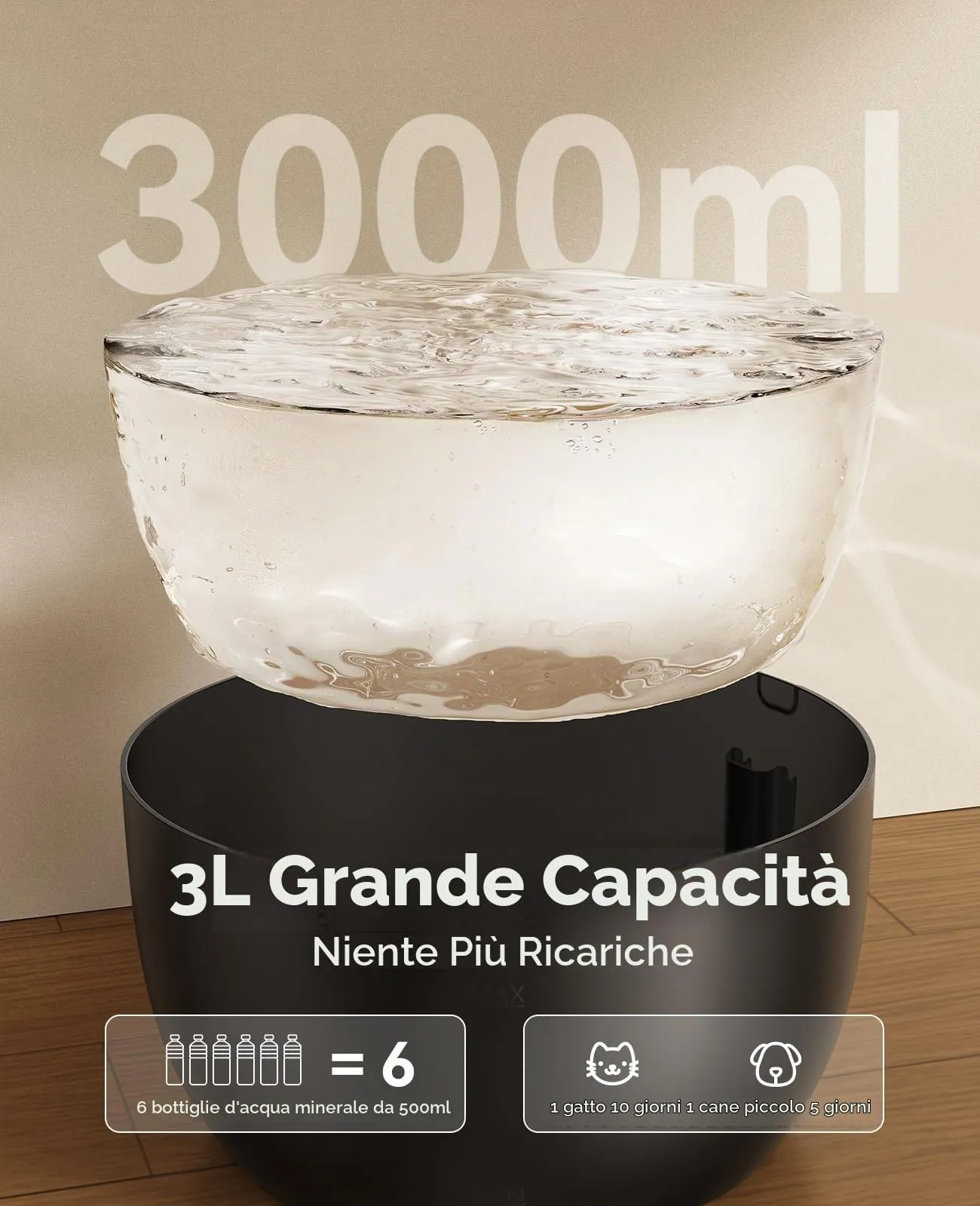 Fontanella per Gatti 3L FEELNEEDY Fontana per Gatti Ultra Silenziosa - immagine 4