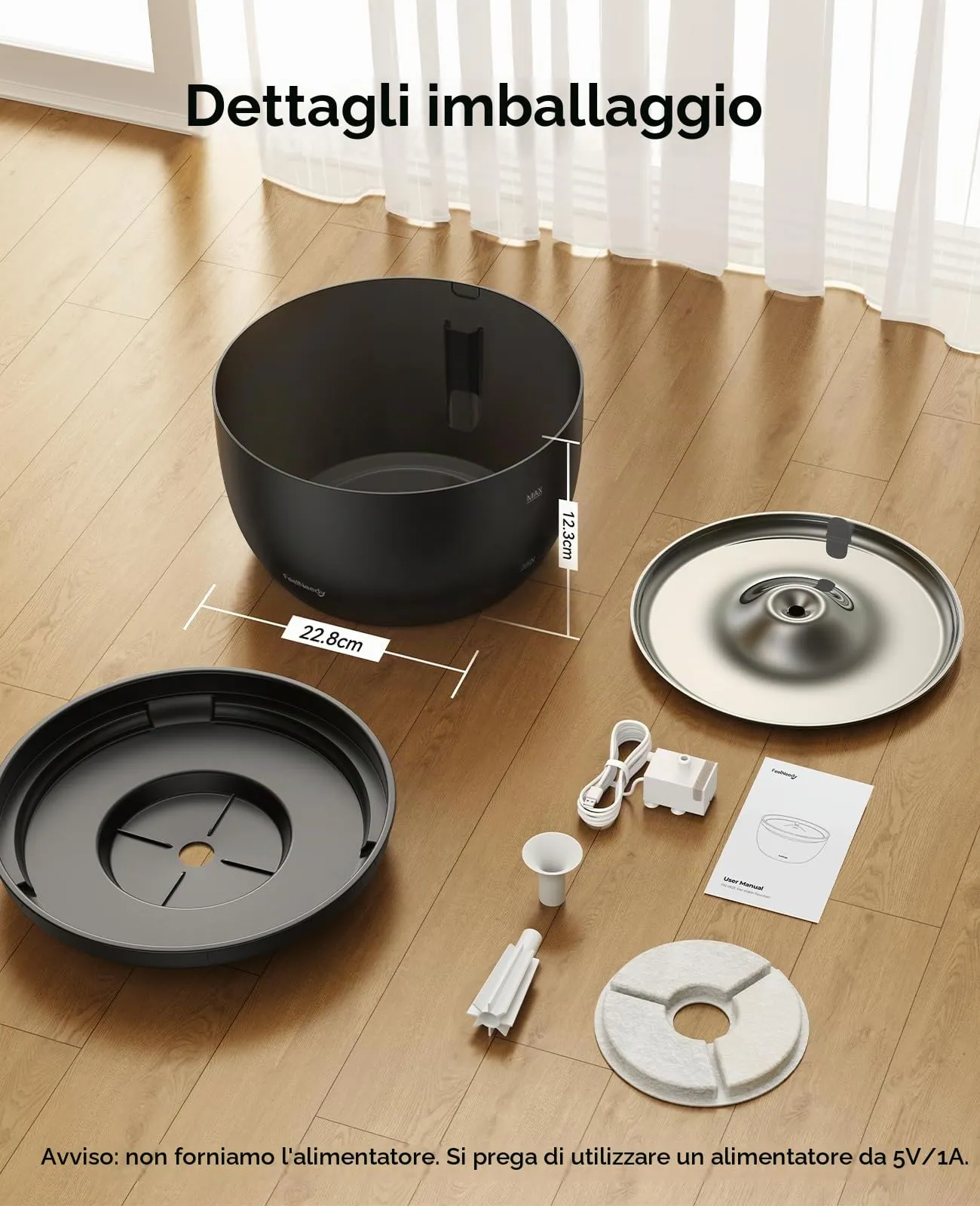 Fontanella per Gatti 3L FEELNEEDY Fontana per Gatti Ultra Silenziosa - immagine 9