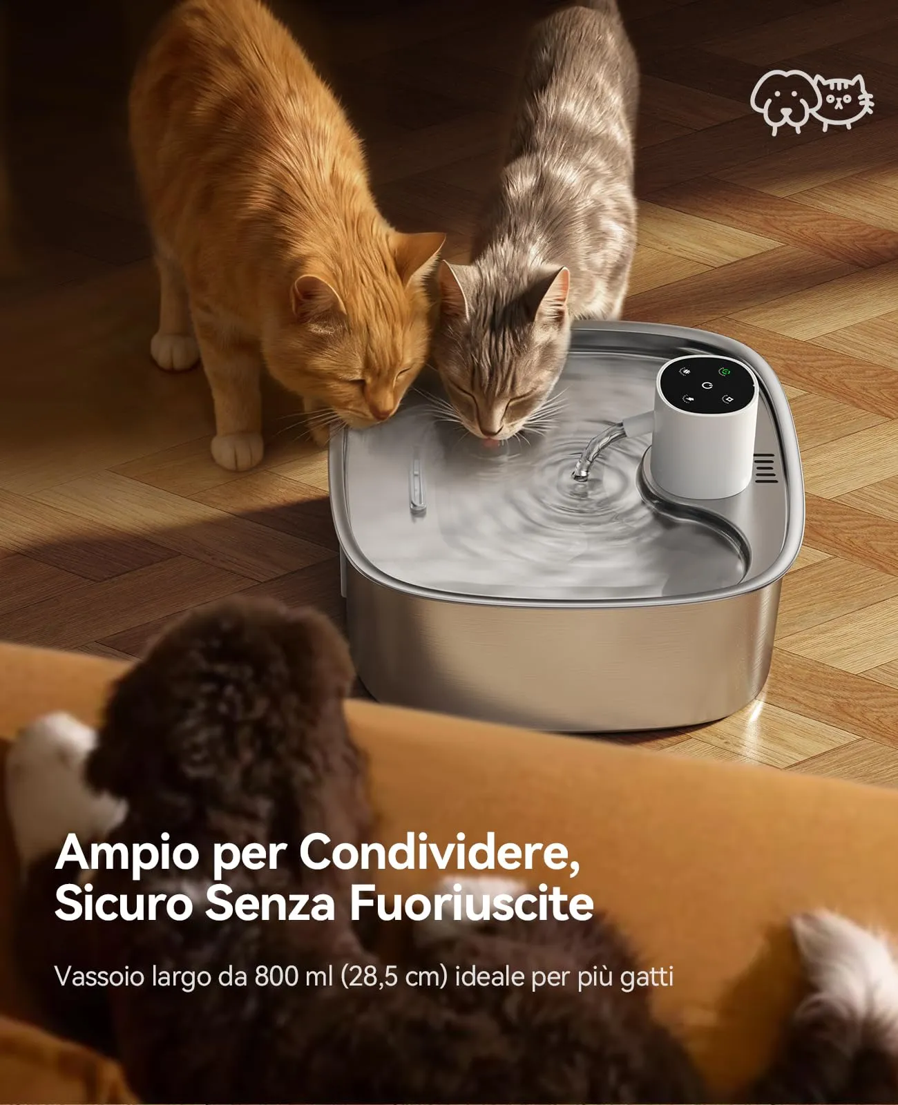 FEELNEEDY 8L Fontanella per Cani senza Fili con 3 Filtri, 5000 mAh Batteria - immagine 6