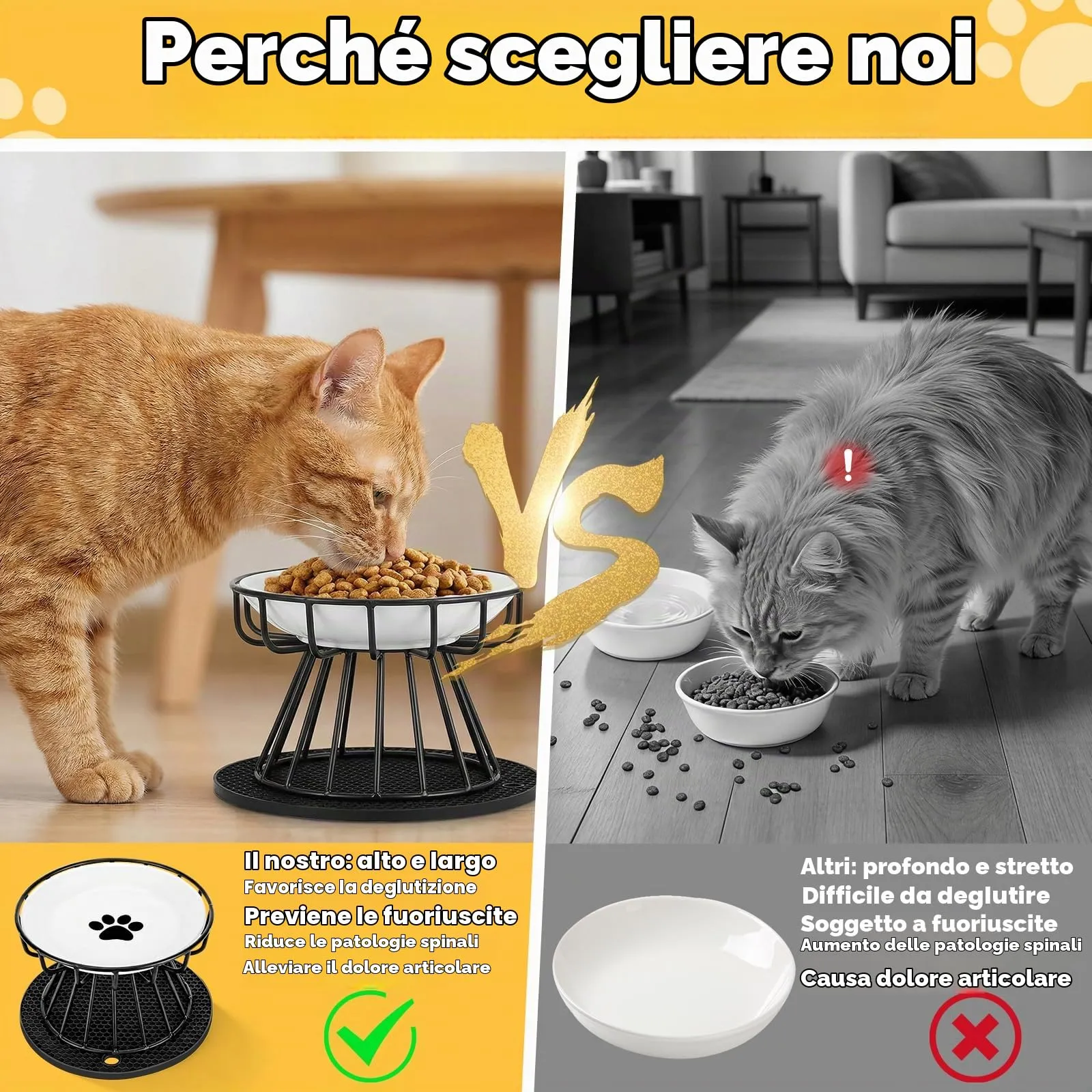 Staranry 2 PCS Ciotole per Gatti Rialzate con Tappetino Antiscivolo - immagine 4