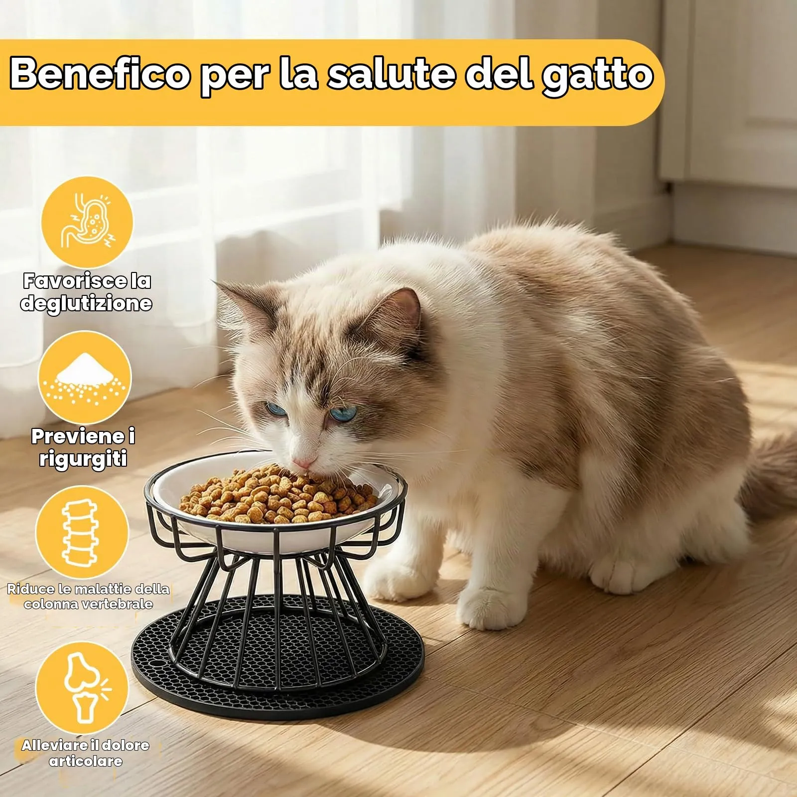 Staranry 2 PCS Ciotole per Gatti Rialzate con Tappetino Antiscivolo - immagine 5