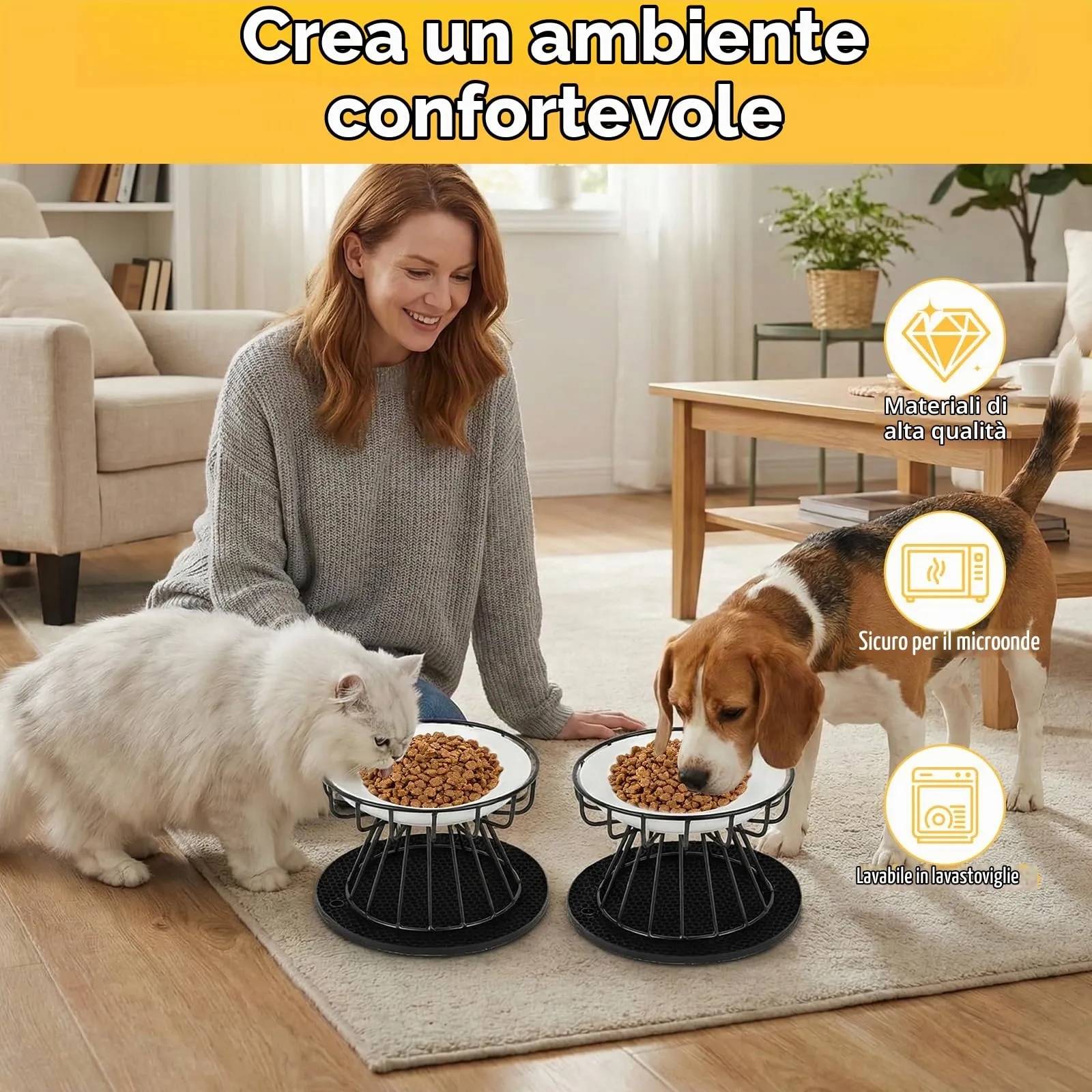 Staranry 2 PCS Ciotole per Gatti Rialzate con Tappetino Antiscivolo - immagine 6