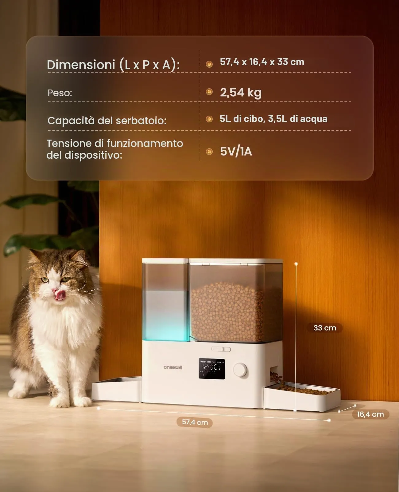 oneisall Distributore automatico per gatti e acqua - immagine 8