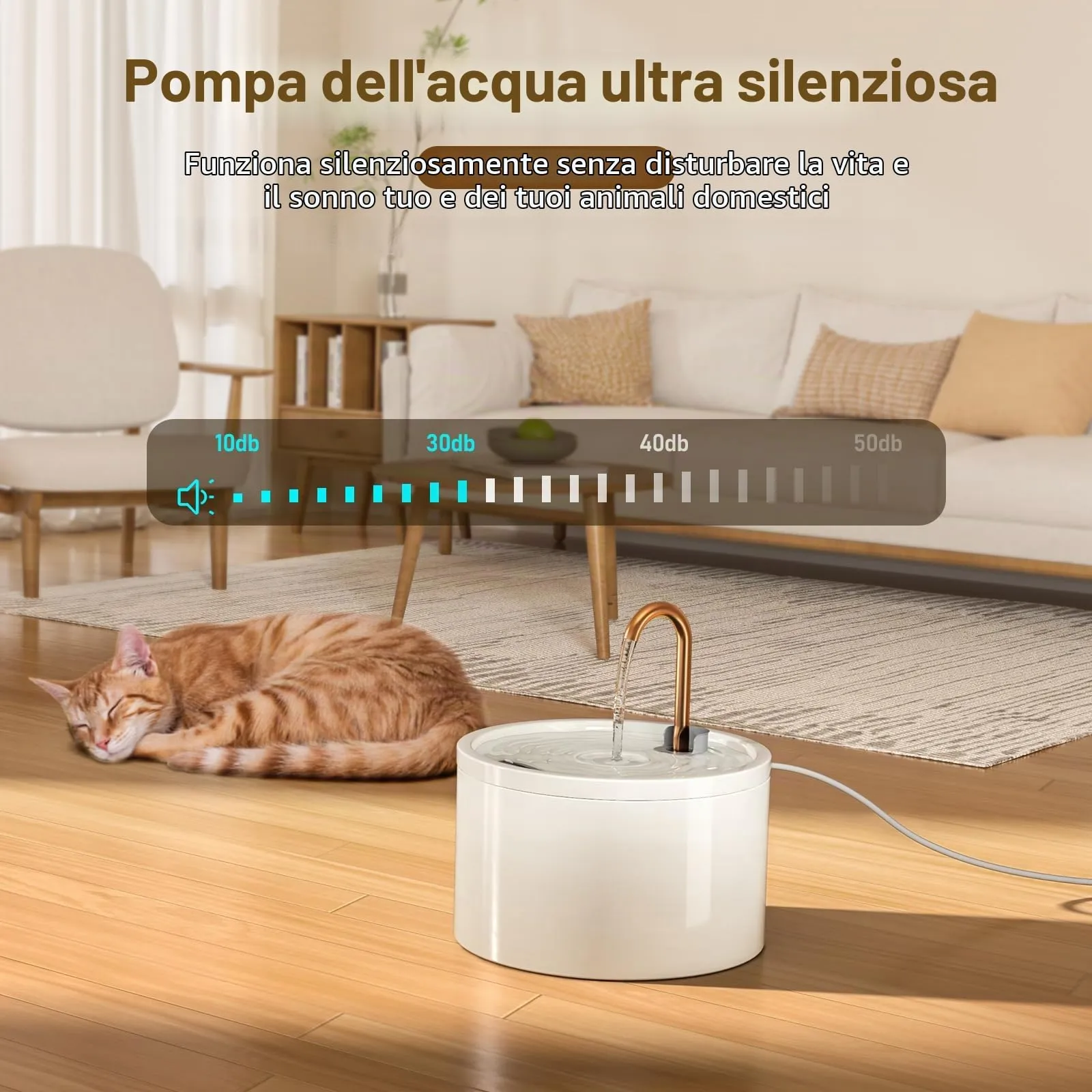 DOOOB Fontanella per Gatti in Ceramica 2.1L Fontana per Gatti in Ceramica - immagine 3