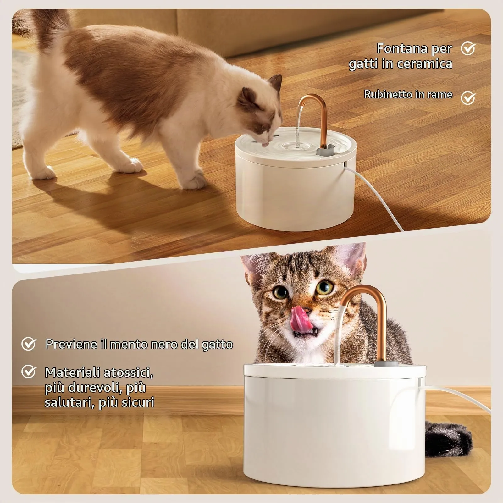 DOOOB Fontanella per Gatti in Ceramica 2.1L Fontana per Gatti in Ceramica - immagine 4