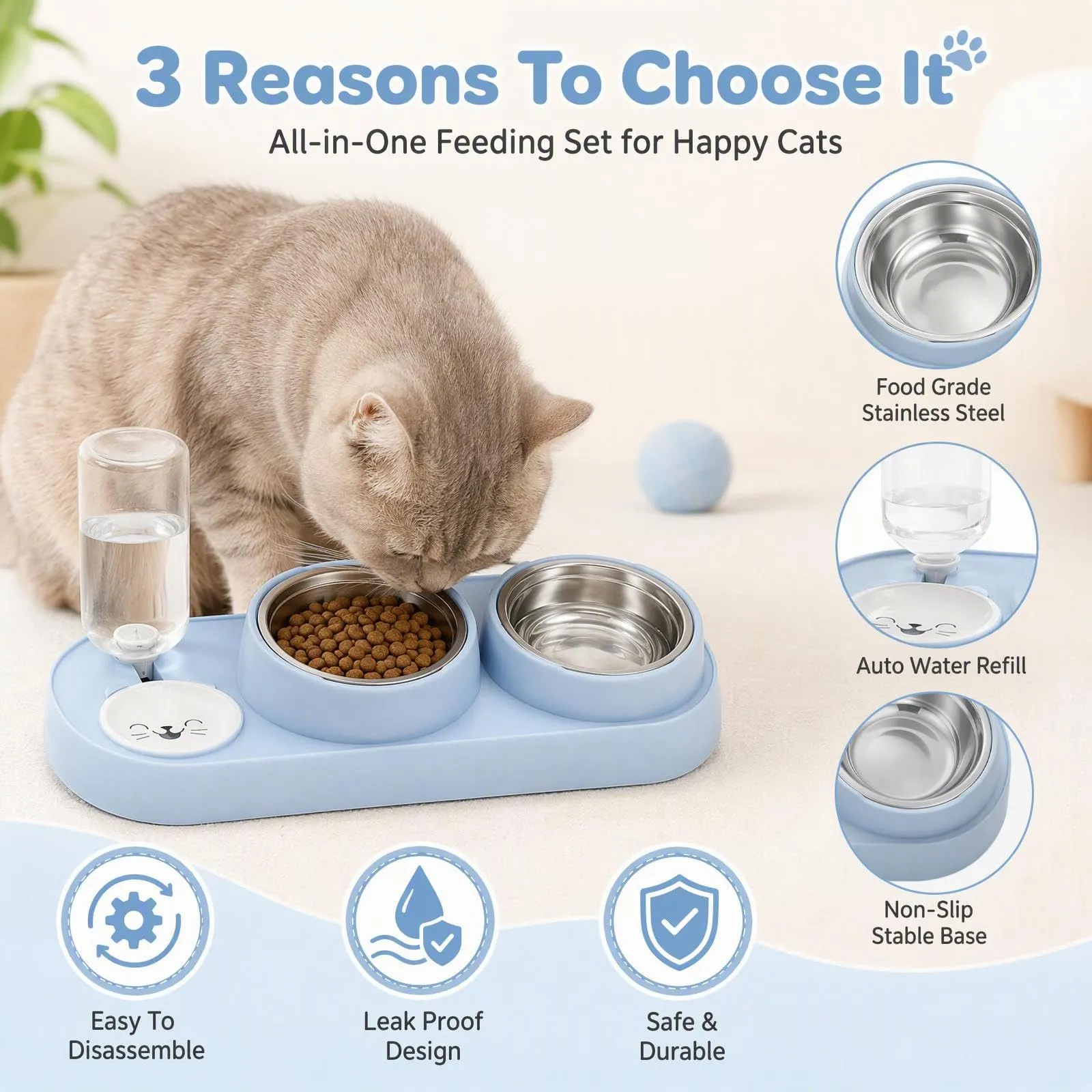 Ciotole per Gatti, Ciotole per Cani con Serbatoio Automatico Dell'Acqua - immagine 4