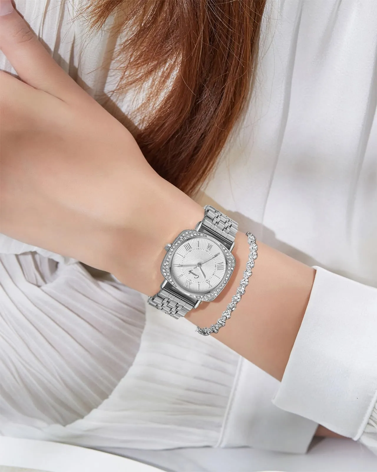 CIVO Orologio Donna Acciaio Inossidabile: Analogico Orologi da Polso Impermeabile - Argento Classico Quarzo Set Regali - immagine 2