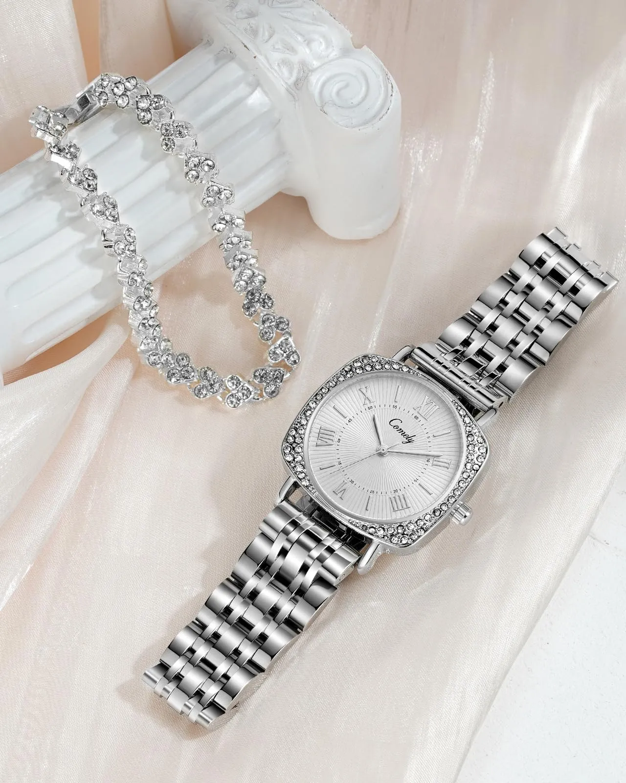 CIVO Orologio Donna Acciaio Inossidabile: Analogico Orologi da Polso Impermeabile - Argento Classico Quarzo Set Regali - immagine 4