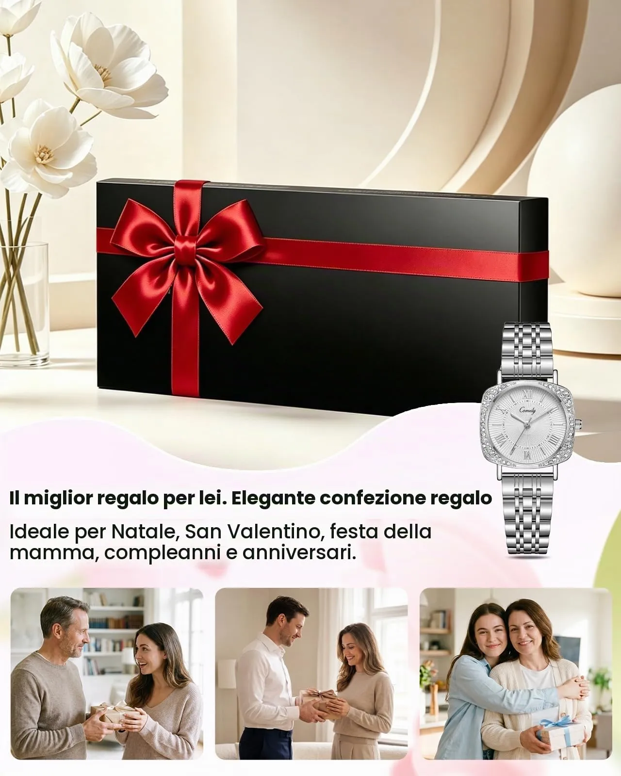 CIVO Orologio Donna Acciaio Inossidabile: Analogico Orologi da Polso Impermeabile - Argento Classico Quarzo Set Regali - immagine 5