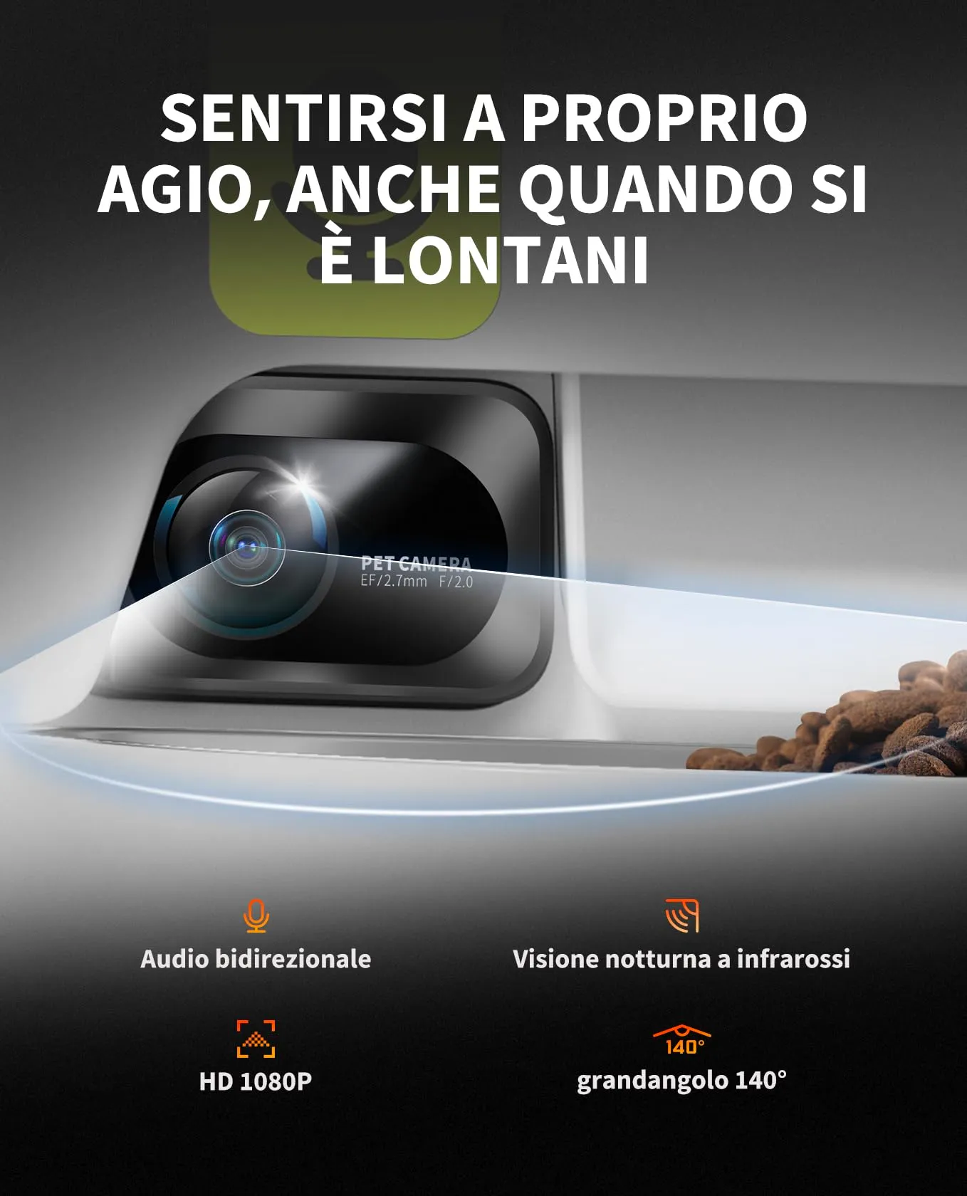 PETKIT Distributore Automatico Cibo per Gatti e Cani 5L con Telecamera HD 1080P, WiFi 2.4G, Fino a 10 Pasti al Giorno, 1-30 Porzioni, Ciotola in Acciaio Inox - immagine 2
