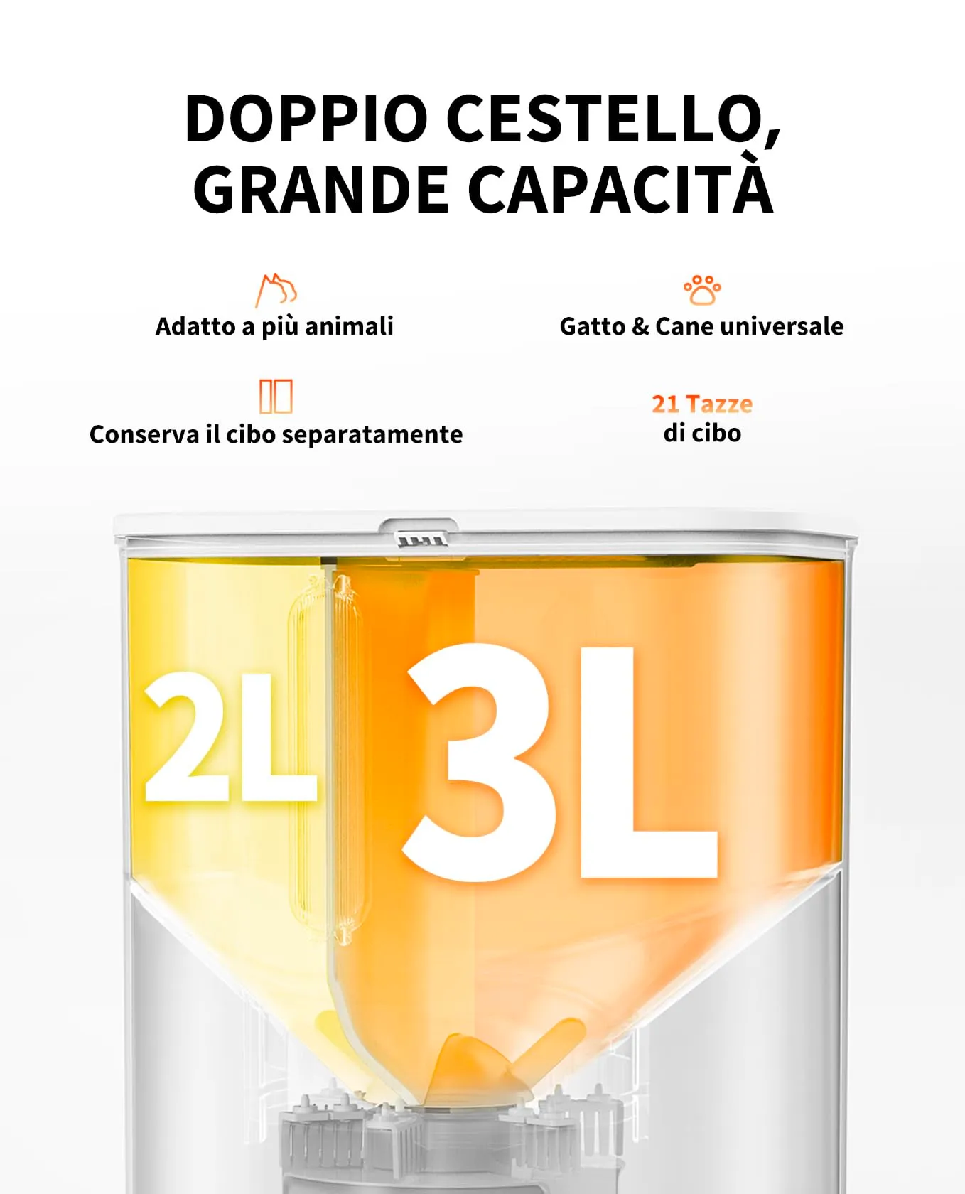 PETKIT Distributore Automatico Cibo per Gatti e Cani 5L con Telecamera HD 1080P, WiFi 2.4G, Fino a 10 Pasti al Giorno, 1-30 Porzioni, Ciotola in Acciaio Inox - immagine 4