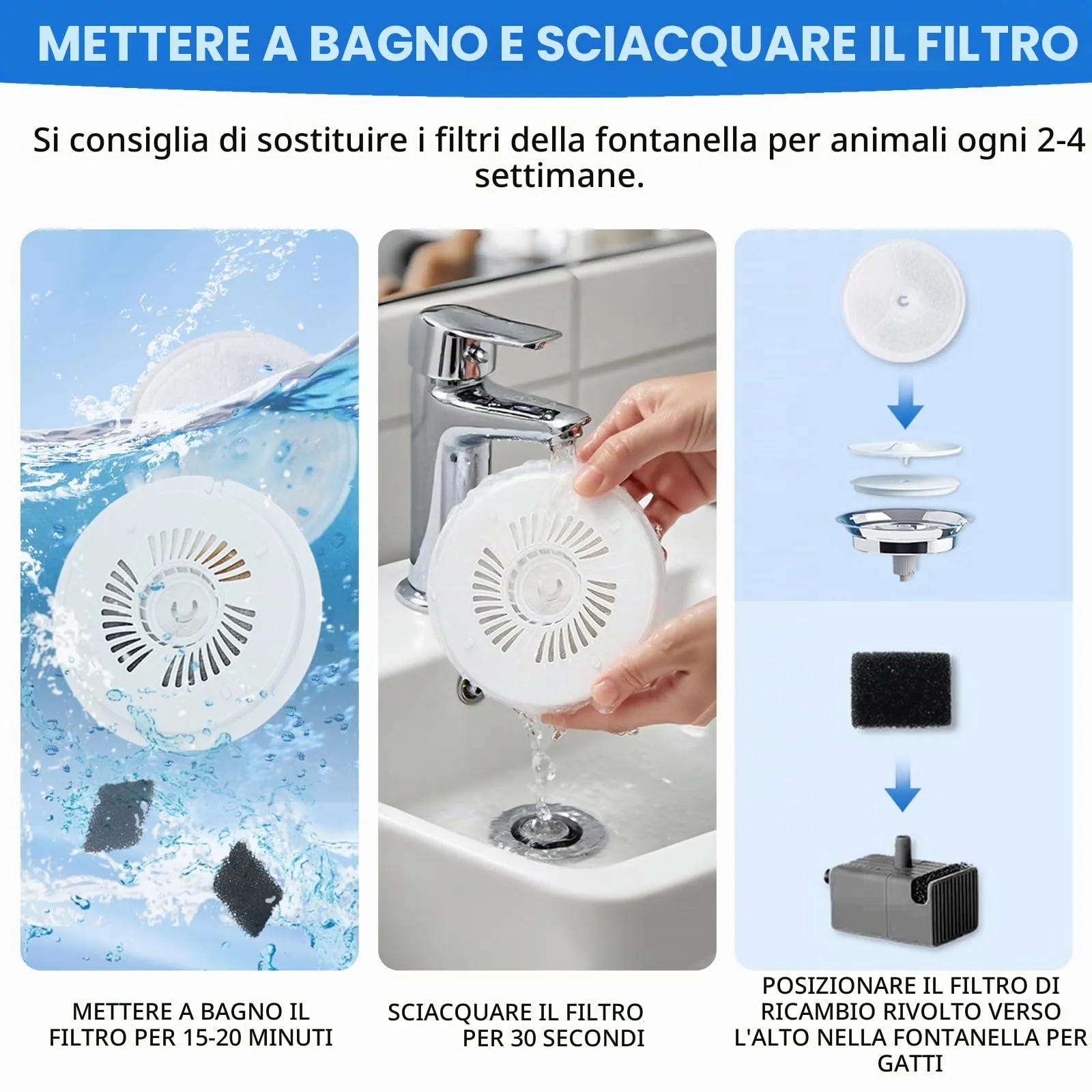 Confezione da 10 filtri di ricambio per fontanella per gatti + 10 filtri in spugna, compatibili con la fontanella per gatti wireless Petkit Eversweet Solo SE/Solo 2/3 Pro/3/2s - immagine 5