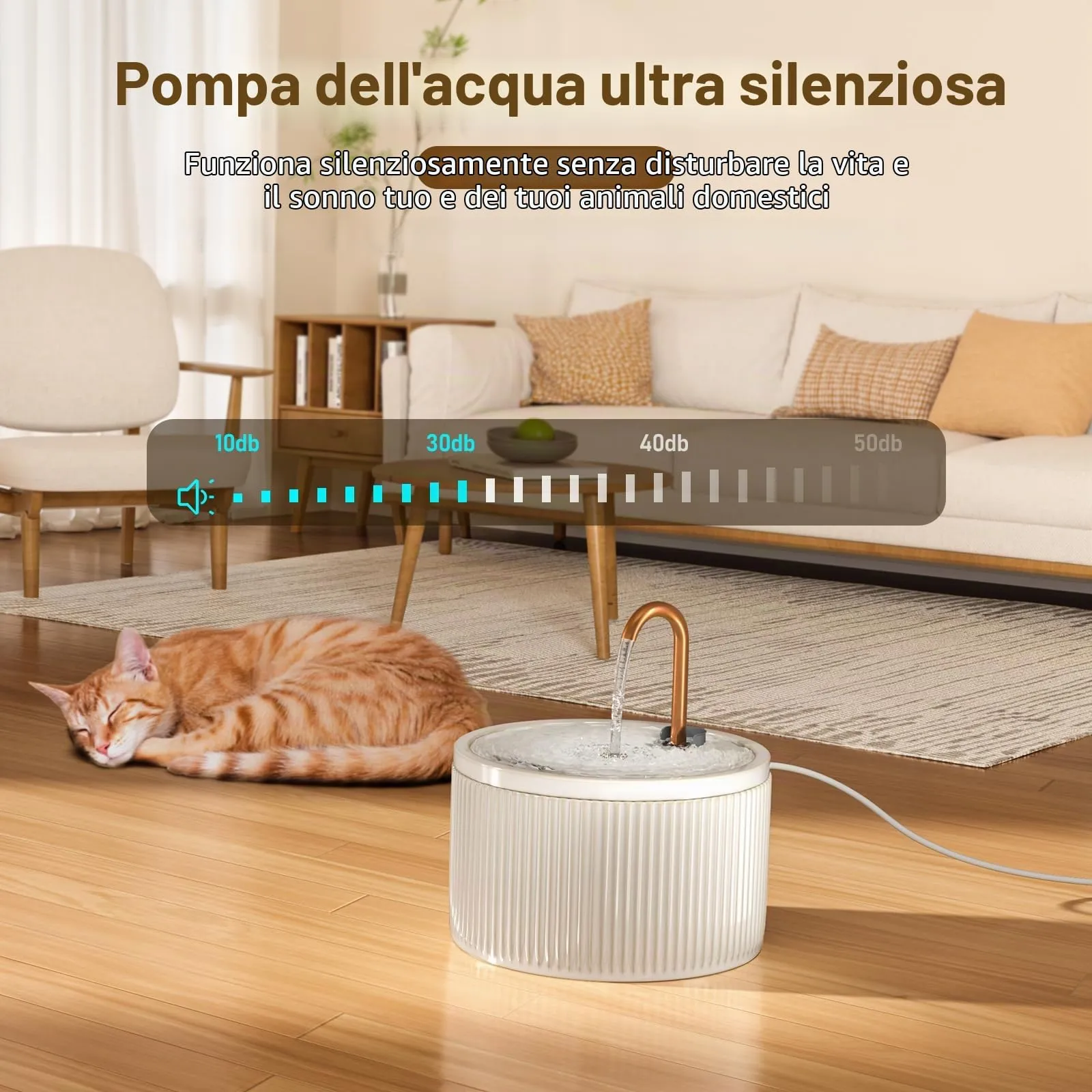 DOOOB Fontanella per Gatti in Ceramica 2.1L Fontana per Gatti in Ceramica - immagine 3