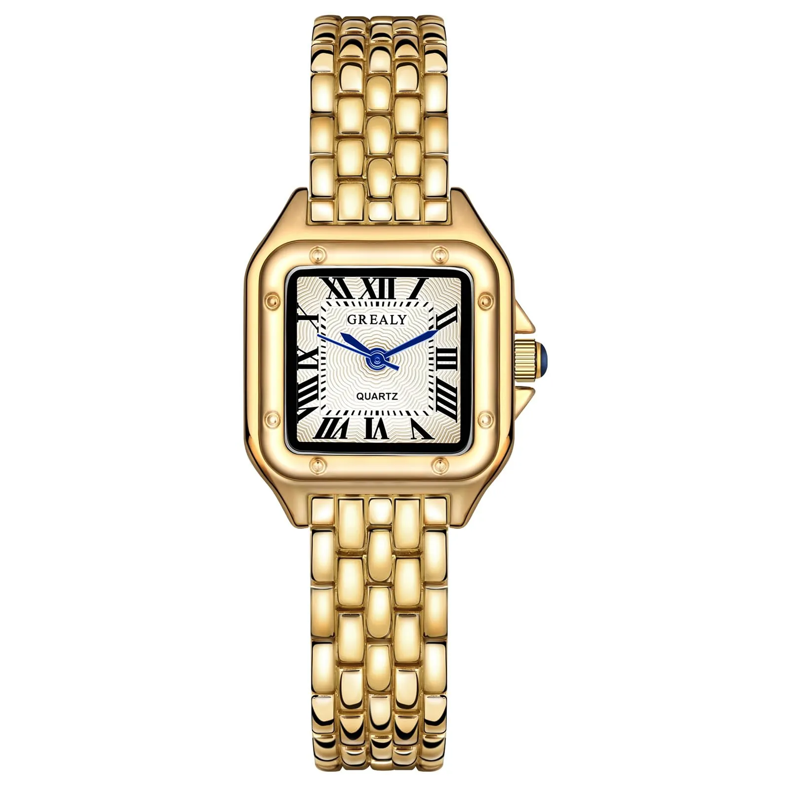 AOOSU Orologio da Donna, Orologio Donna Piccolo, Orologios Analogico al Quarzo con Cinturino in Acciaio, Cassa Rettangolare Quadrante Romano (Oro con Quadrante Bianco) - immagine 1