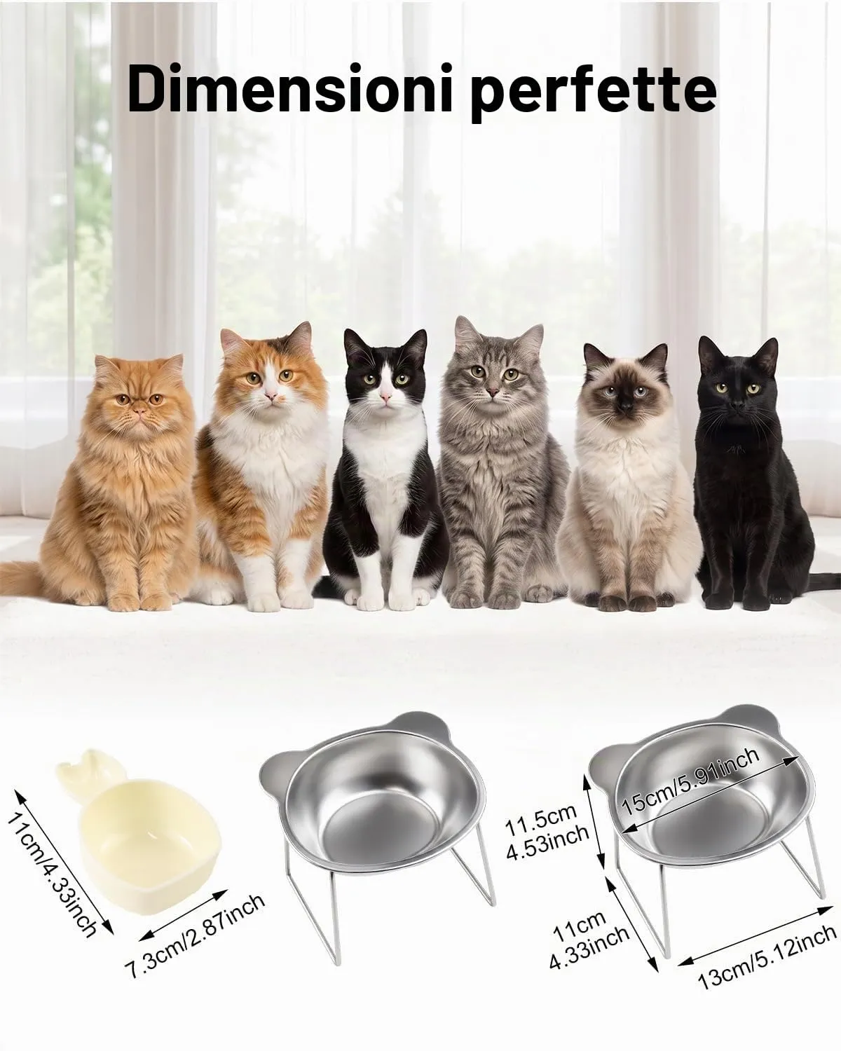 2 Pezzi Ciotole Per Gatti Binggee Rialzata,Ciotole Rialzate per Gatti - immagine 2