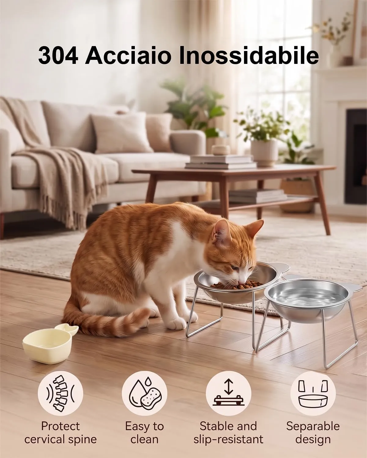 2 Pezzi Ciotole Per Gatti Binggee Rialzata,Ciotole Rialzate per Gatti - immagine 3