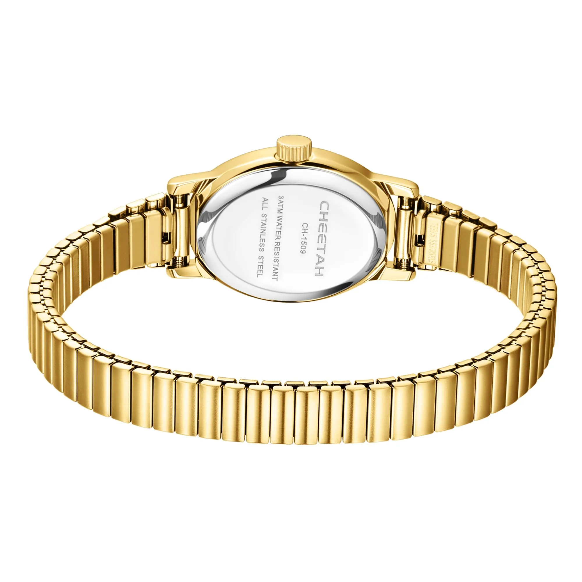 CHEETAH Orologio Donna Dorato Elegante al Quarzo: Orologio Impermeabile con Cinturino Regolabile in Acciaio Inossidabile e Quadrante Semplice con Numeri Romani - immagine 3