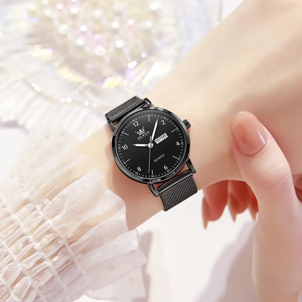 RAITOWN Orologio Donna Quarzo 8mm Ultrafino Maglia Milanesa Nero - immagine 2