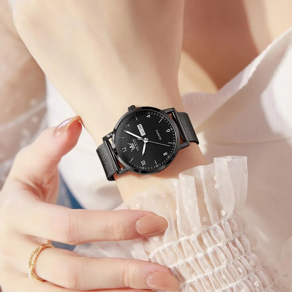 RAITOWN Orologio Donna Quarzo 8mm Ultrafino Maglia Milanesa Nero - immagine 3