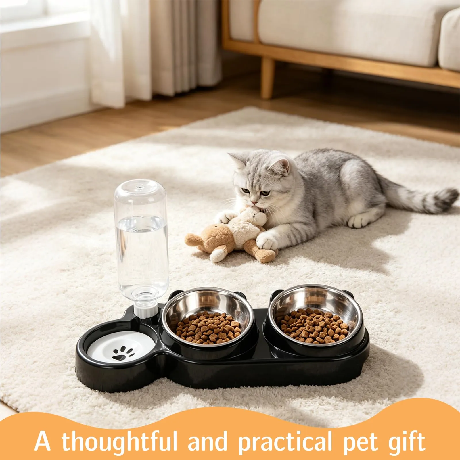 Ciotole per Gatti, Ciotole per Cani con Serbatoio Automatico Dell'Acqua - immagine 7