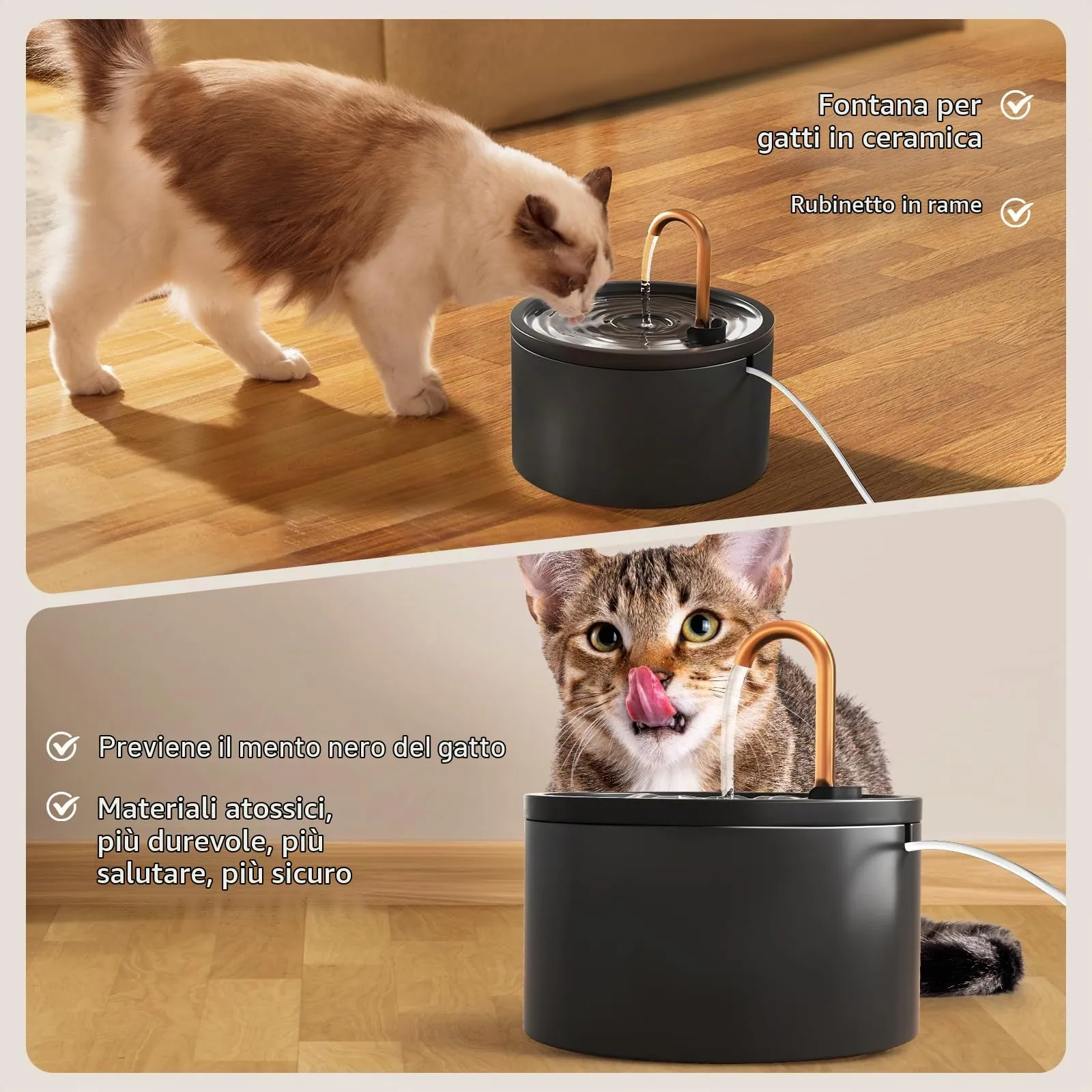 DOOOB Fontanella per Gatti in Ceramica 2.1L Fontana per Gatti in Ceramica - immagine 4