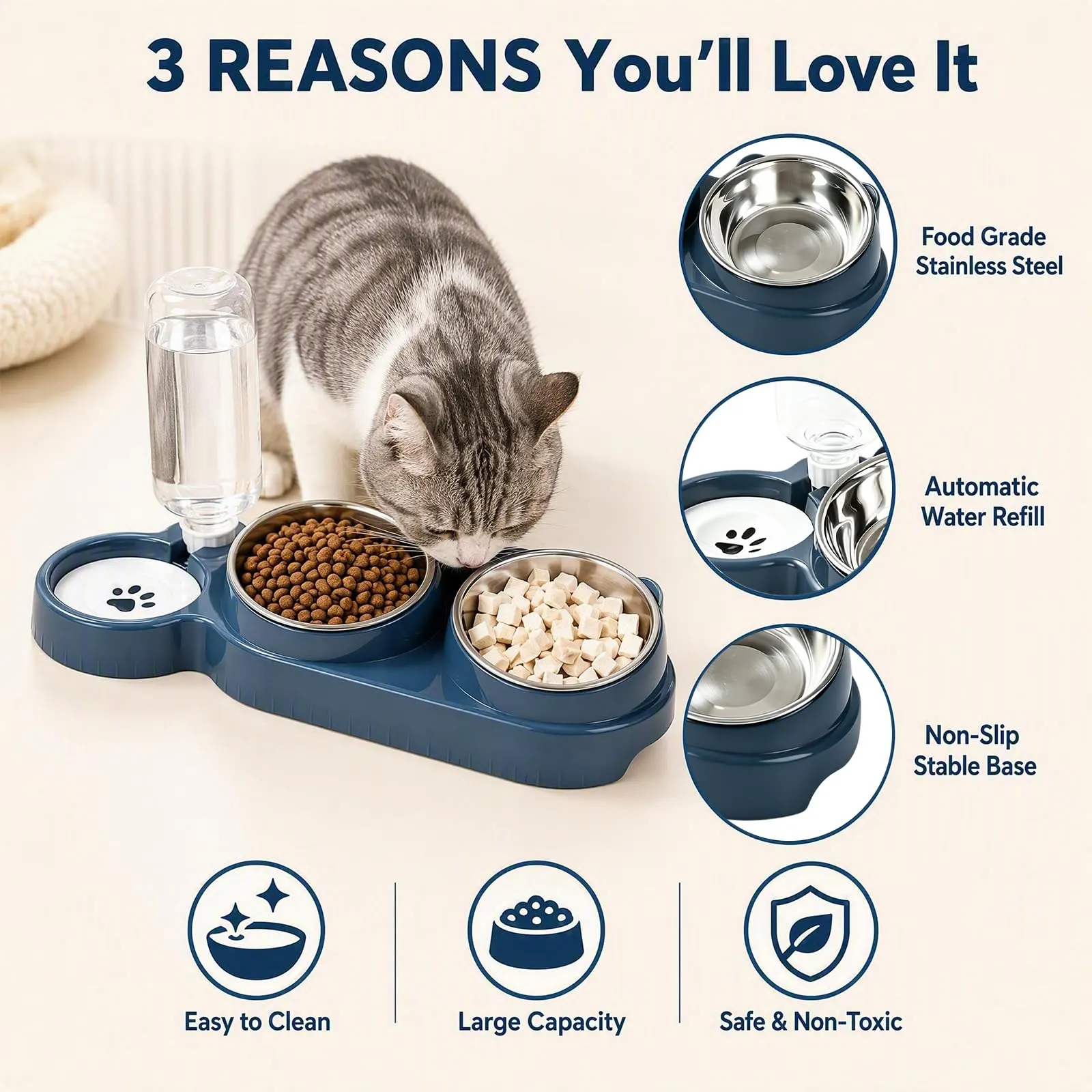 Ciotole per Gatti, Ciotole per Cani con Serbatoio Automatico Dell'Acqua - immagine 4