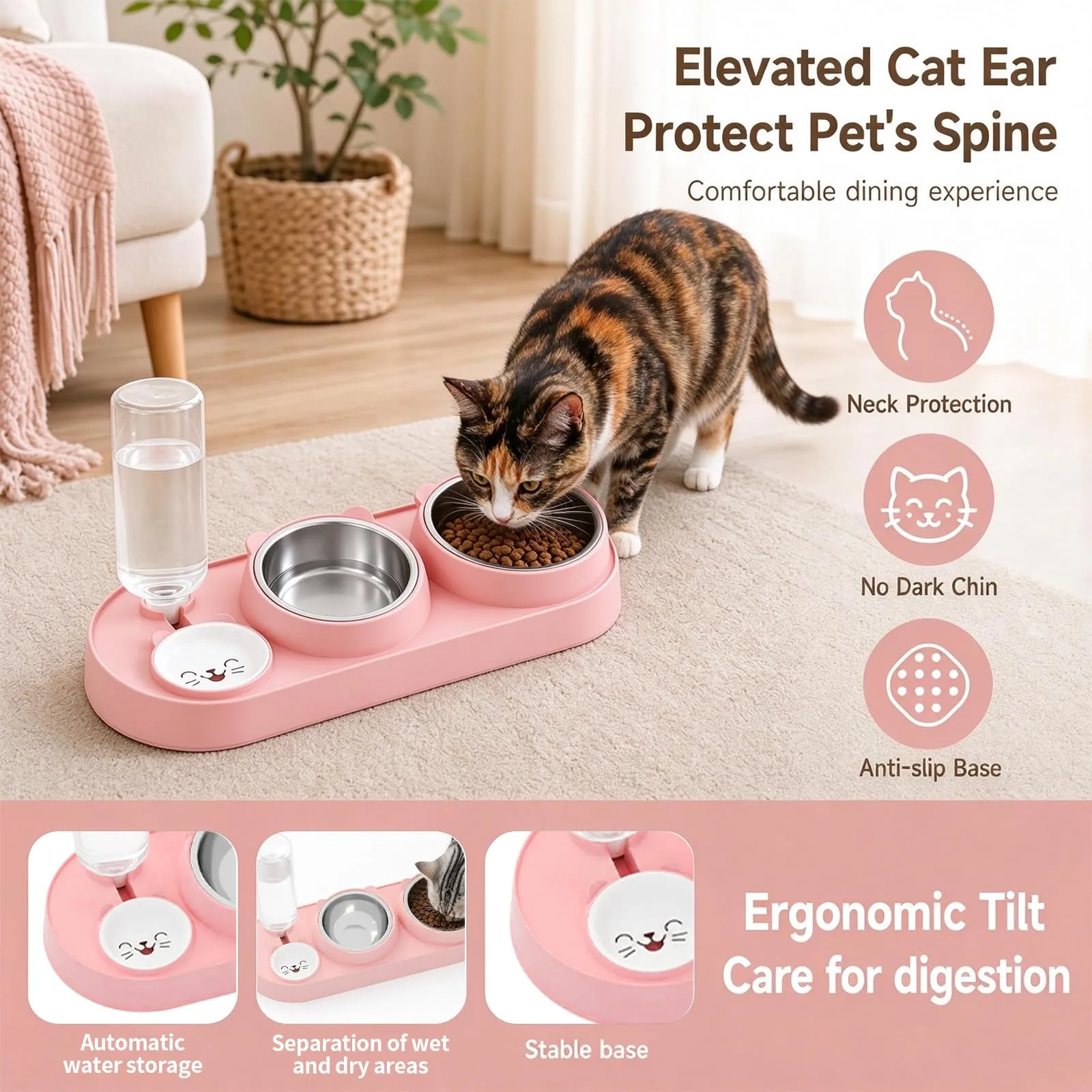 Ciotole per Gatti, Ciotole per Cani con Serbatoio Automatico Dell'Acqua - immagine 4