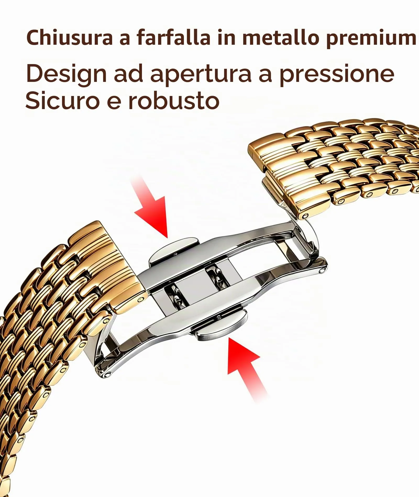 BINLUN Cinturino per Orologio in Acciaio Inossidabile Maglie Ultra Sottili Cinturini Leggero per Orologio Braccialetti di Ricambio Lucidati per Uomo Donna(14mm Oro) - immagine 2
