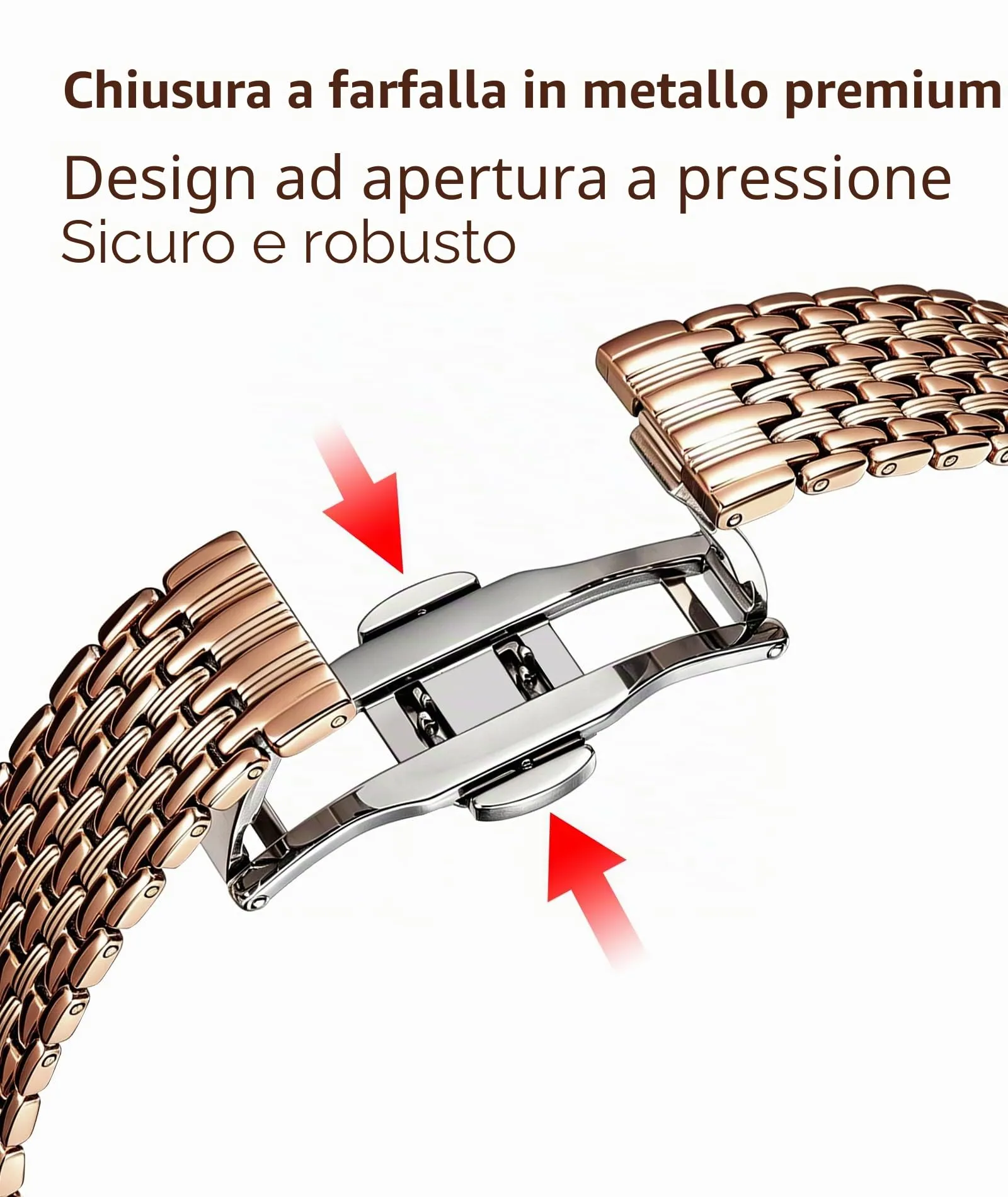 BINLUN Cinturino per Orologio in Acciaio Inossidabile Maglie Ultra Sottili Cinturini Leggero per Orologio Braccialetti di Ricambio Lucidati per Uomo Donna(12mm Oro Rosa) - immagine 2