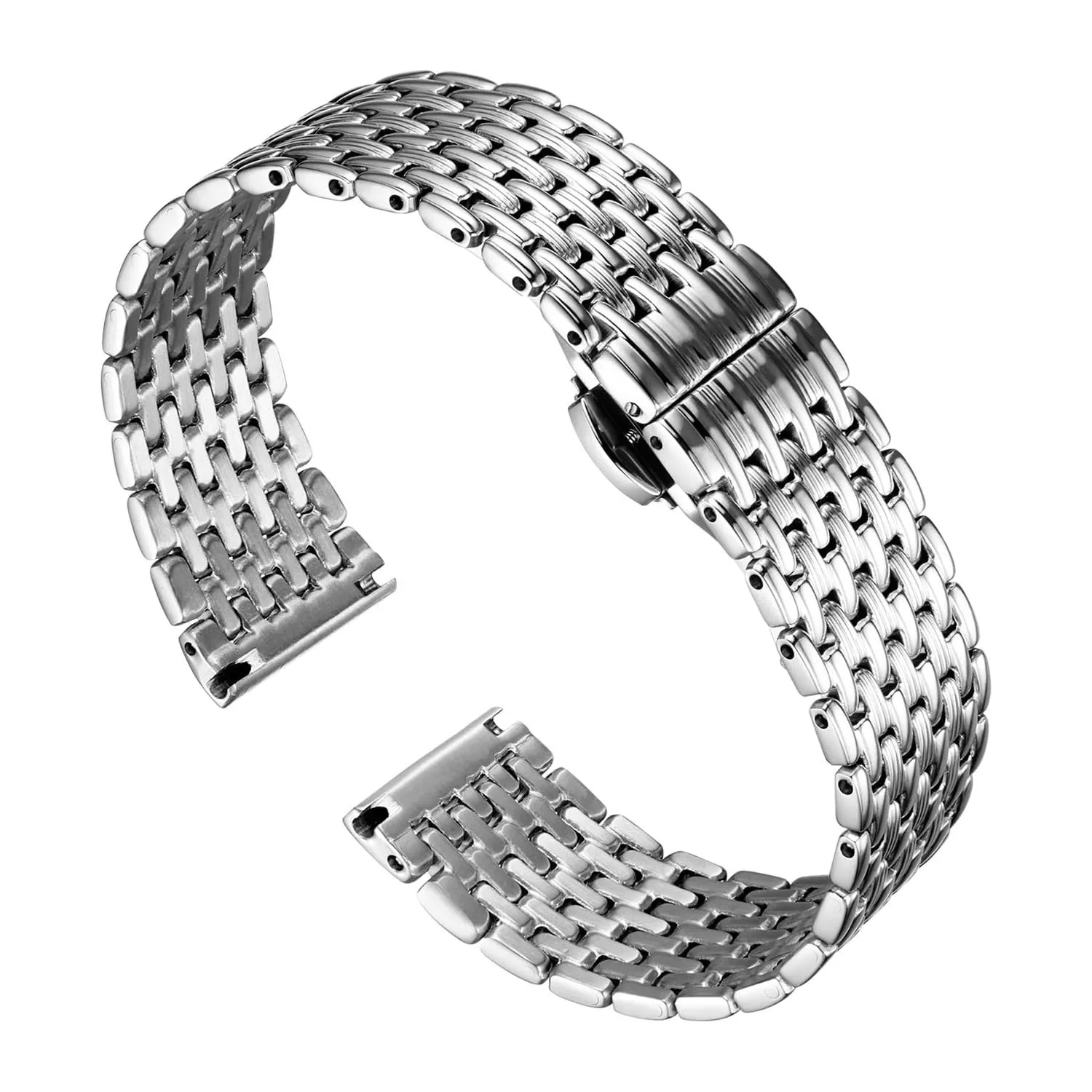 BINLUN Cinturino per Orologio in Acciaio Inossidabile Maglie Ultra Sottili Cinturini Leggero per Orologio Braccialetti di Ricambio Lucidati per Uomo Donna(14mm Argento) - immagine 1