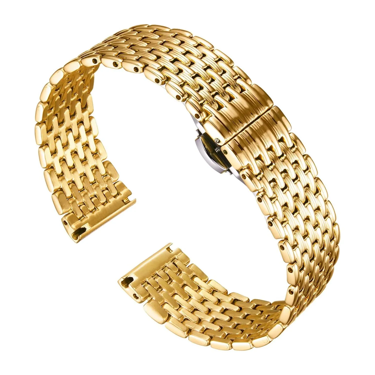 BINLUN Cinturino per Orologio in Acciaio Inossidabile Maglie Ultra Sottili Cinturini Leggero per Orologio Braccialetti di Ricambio Lucidati per Uomo Donna(22mm Oro) - immagine 1