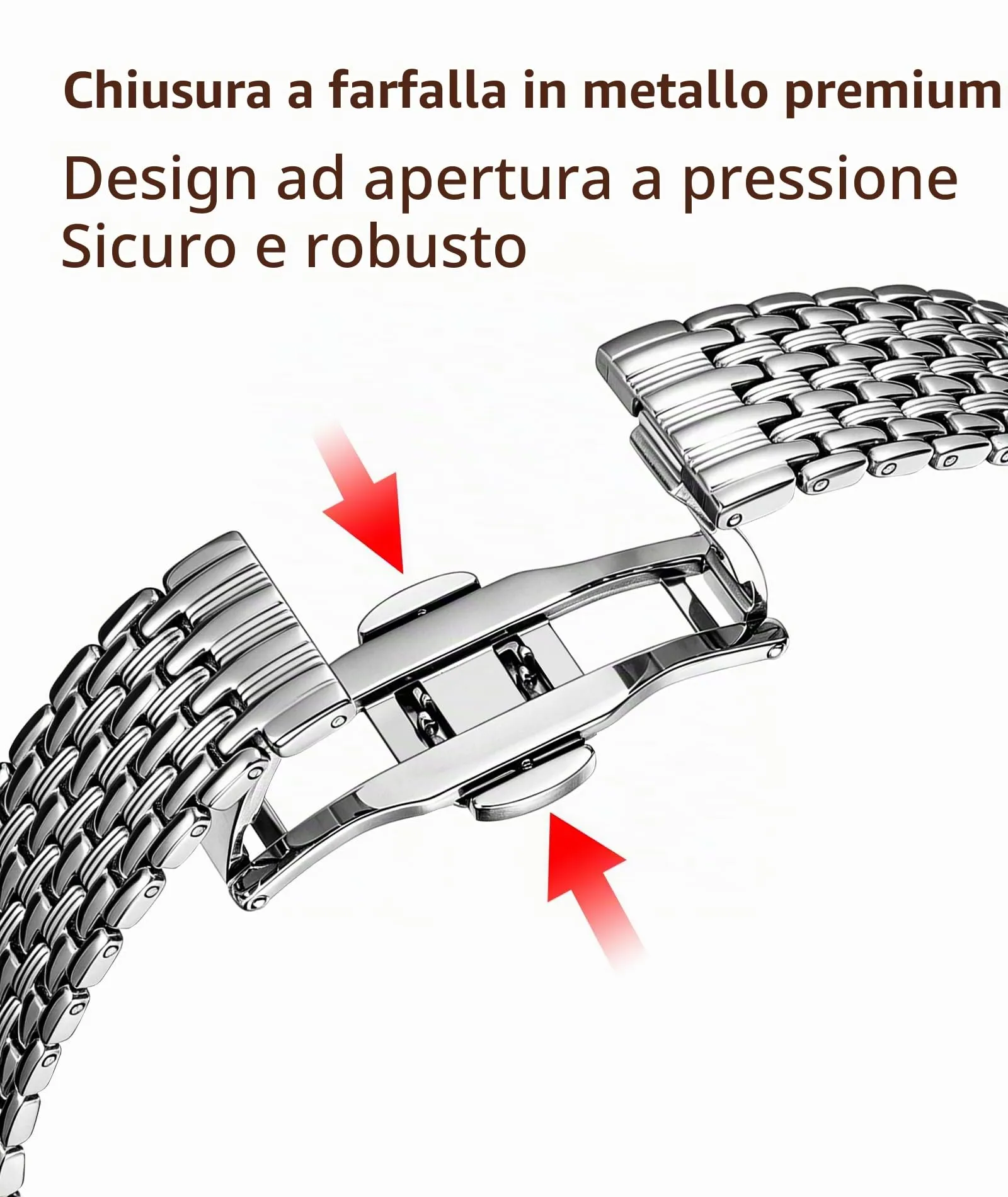 BINLUN Cinturino per Orologio in Acciaio Inossidabile Maglie Ultra Sottili Cinturini Leggero per Orologio Braccialetti di Ricambio Lucidati per Uomo Donna(22mm Argento) - immagine 2