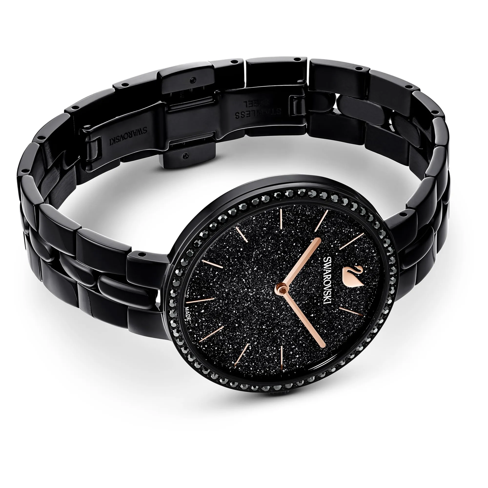Swarovski Cosmopolitan Orologio, con CristalliSwarovski e Bracciale di Metallo, Finitura in Nero, Meccanismo al Quarzo, Nero - immagine 3
