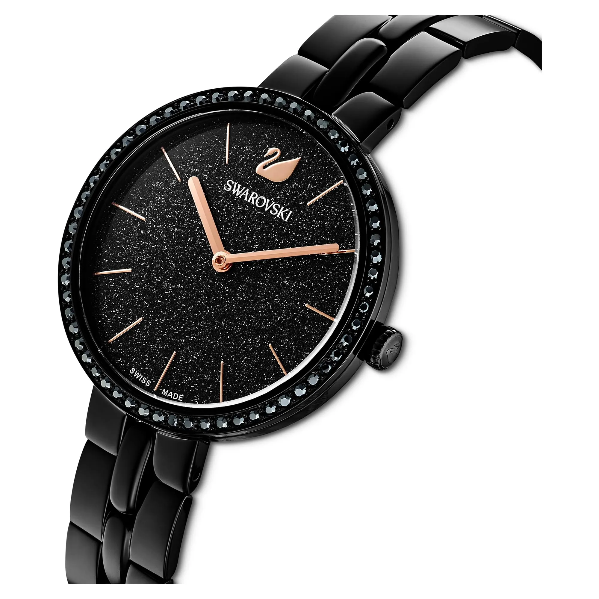 Swarovski Cosmopolitan Orologio, con CristalliSwarovski e Bracciale di Metallo, Finitura in Nero, Meccanismo al Quarzo, Nero - immagine 4
